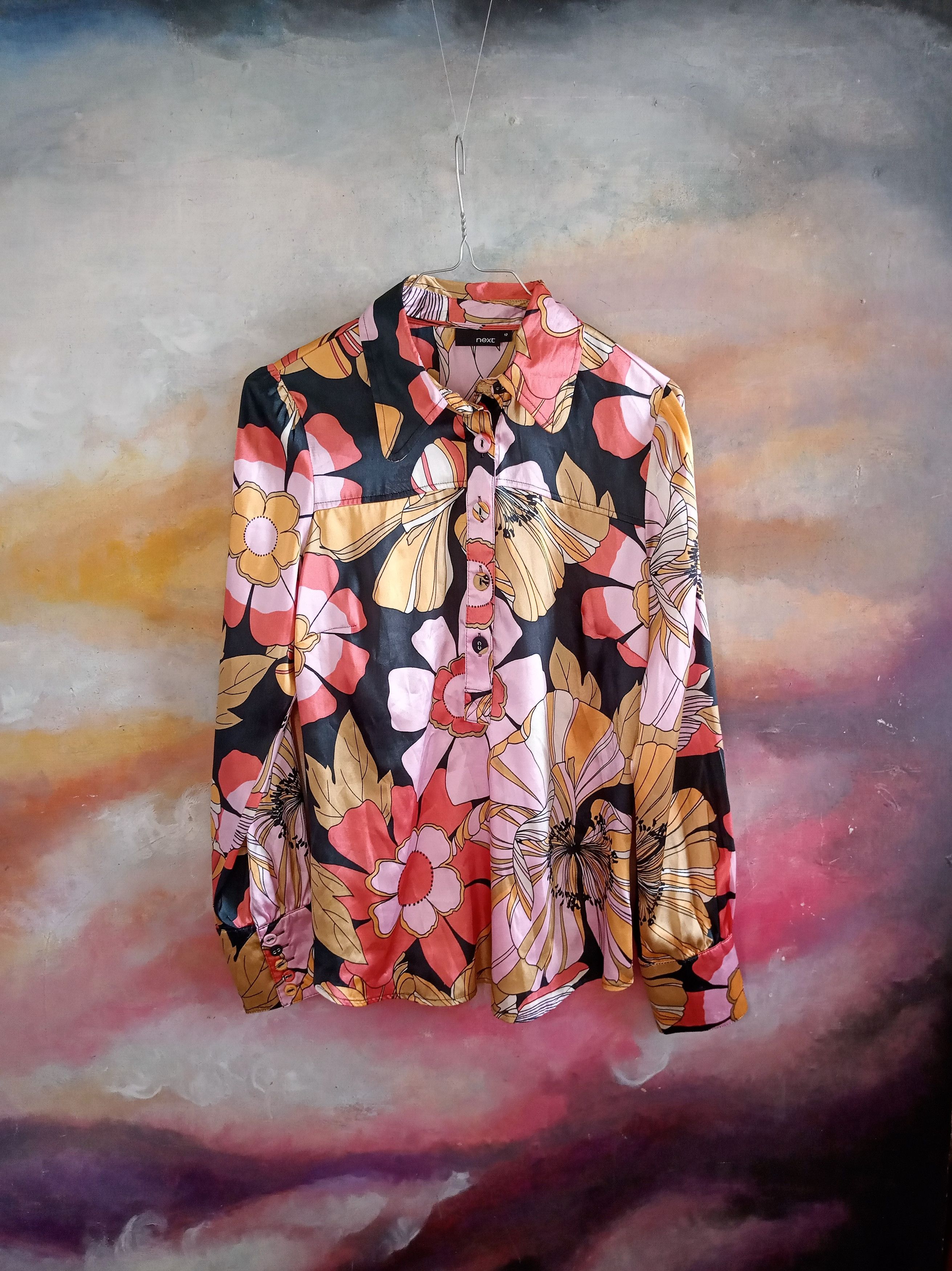 NEXT × Vintage Boho Vintage NEXT satin blouse Size M / US 6-8 / IT 42-44 - 14 Thumbnail