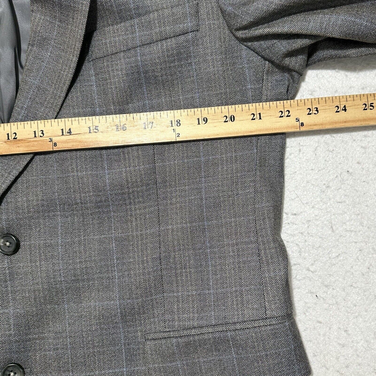 Jos. A. Bank Jos. A. Bank 43R Silk Wool Gray Plaid Striped Suit Jacket Size 42R - 10 Thumbnail