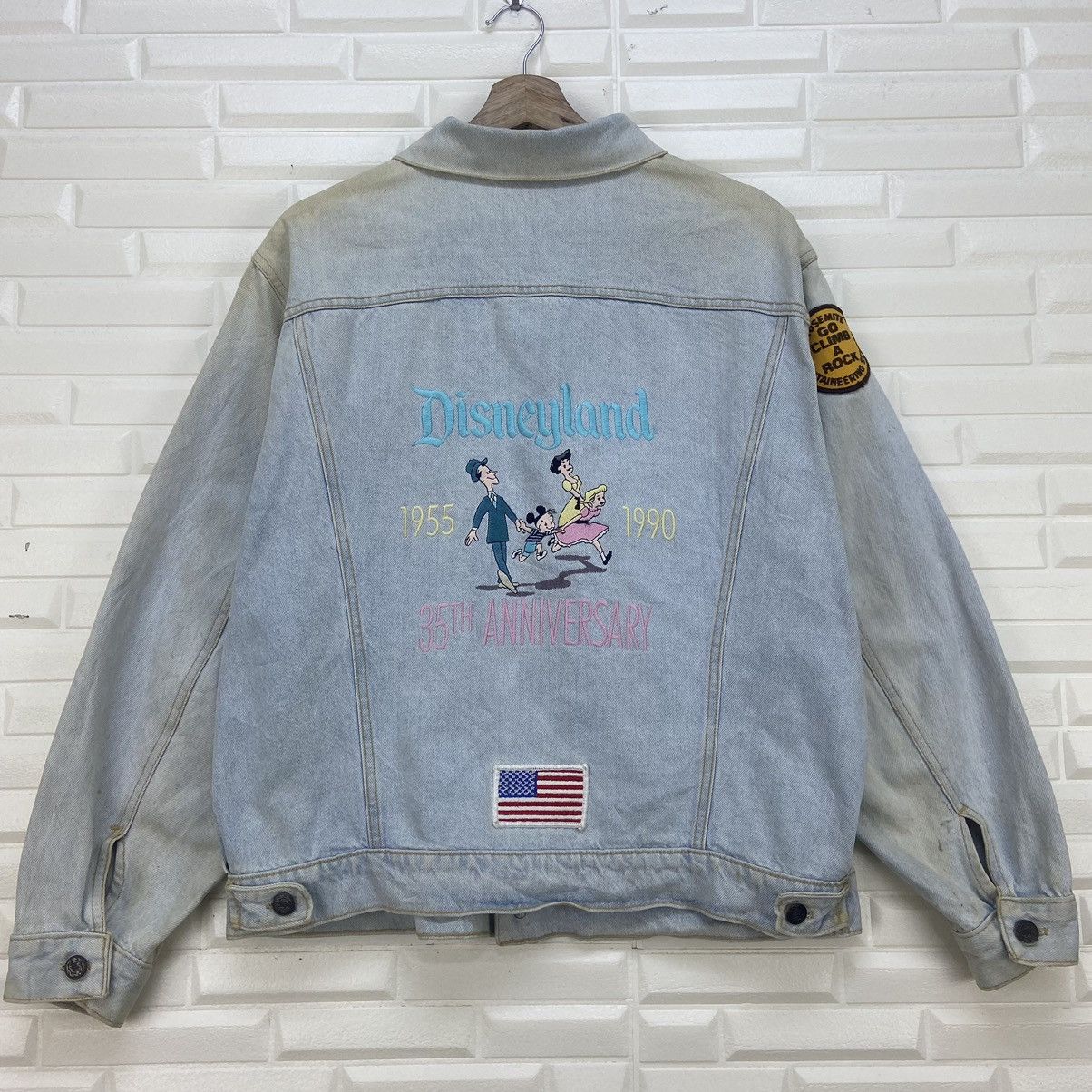 Mickey Mouse × Vintage Vtg Made in USA 35th Anniversary USA Flag Denim Trucker Size US M / EU 48-50 / 2 - 1 Thumbnail