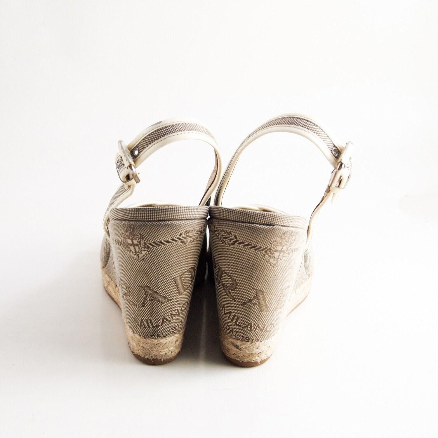 Prada Prada Wedge Sandals Brown Canvas Leather US 10.5 EU 40.5 Size US 10.5 / IT 40.5 - 5 Thumbnail