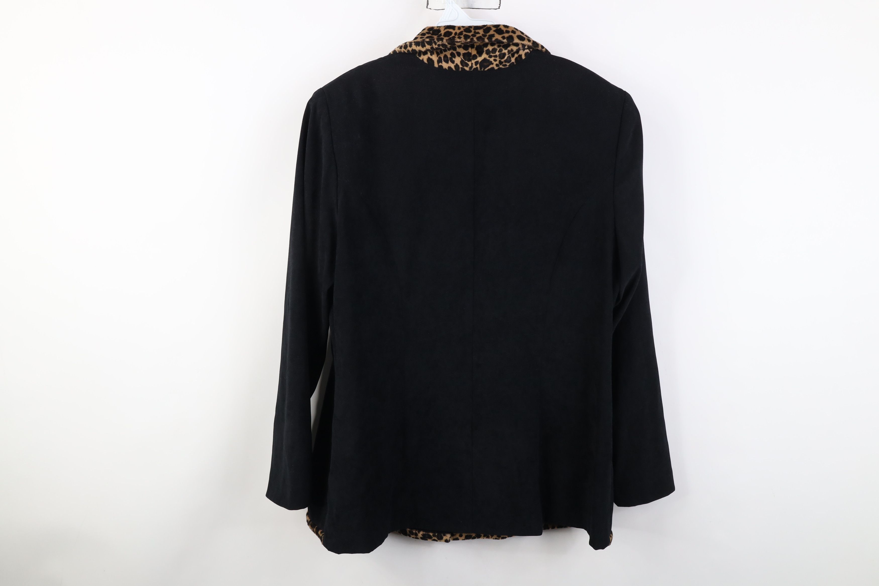 Vintage Vintage 90s Streetwear Cheetah Trim Microfiber Jacket Black Size XL / US 12-14 / IT 48-50 - 10 Thumbnail