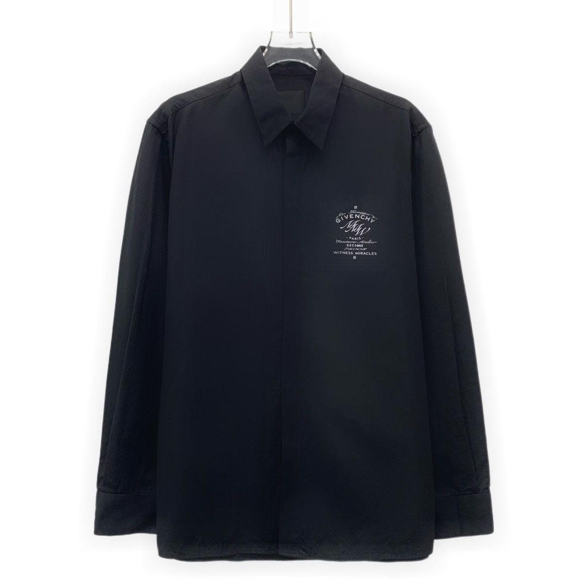 Givenchy Givenchy Black Logo Printed Cotton Long Sleeve Shirt K26WX Size US XS / EU 42 / 0 - 1 Thumbnail