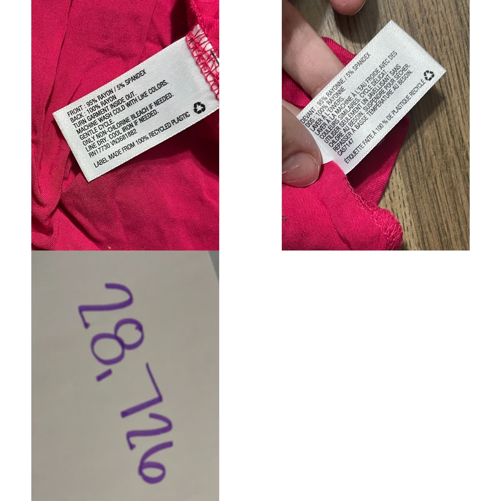 Vintage VINTAGE? (No) Ava & Viv Shirt Womens 2XL Pink Long Sleeve V-Neck 1/4 Buttons T-Shirt Casual Modern Basic Regular Split? Size XXL / US 16-18 / IT 52-54 - 8 Thumbnail