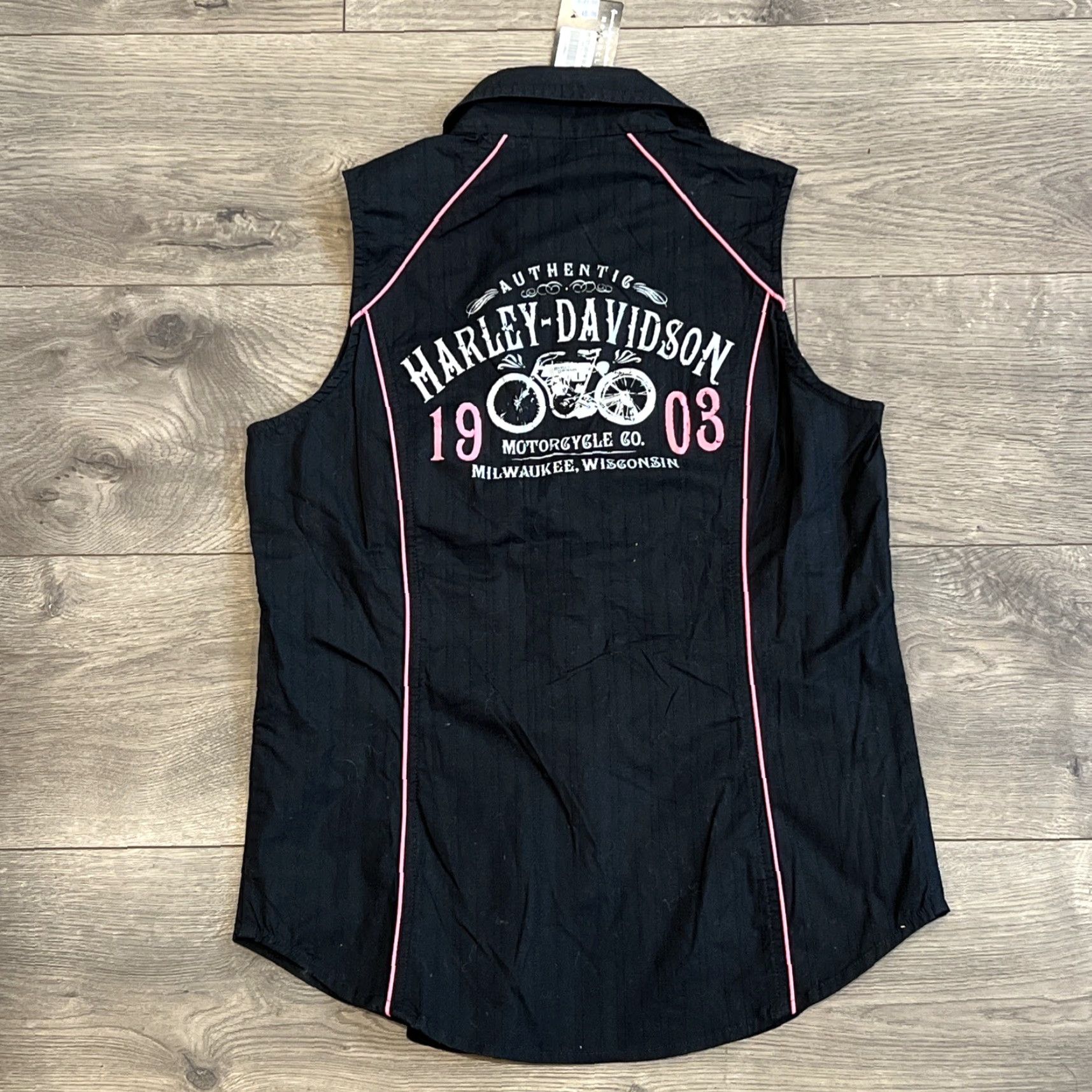Harley Davidson Harley-Davidson Pearl Snap Sleeveless Vest Womens XL Black Biker Casual Size XL / US 12-14 / IT 48-50 - 5 Thumbnail