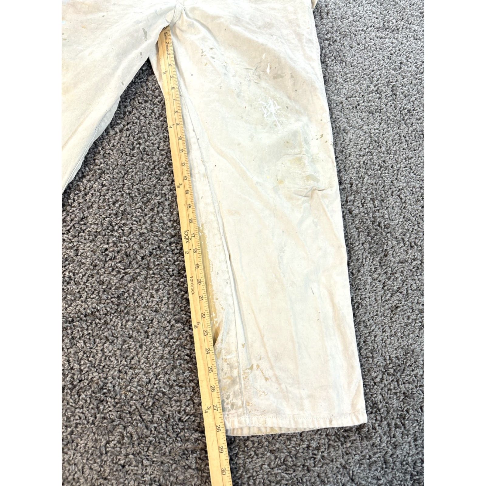 Vintage VINTAGE Big Yank Carpenter Pants Mens 38x28 Canvas Workwear USA Made Pants 5-Pocket Design Straight Leg 80s 90s Retro USA White Cotton Sanforized Size US 38 / EU 54 - 4 Thumbnail