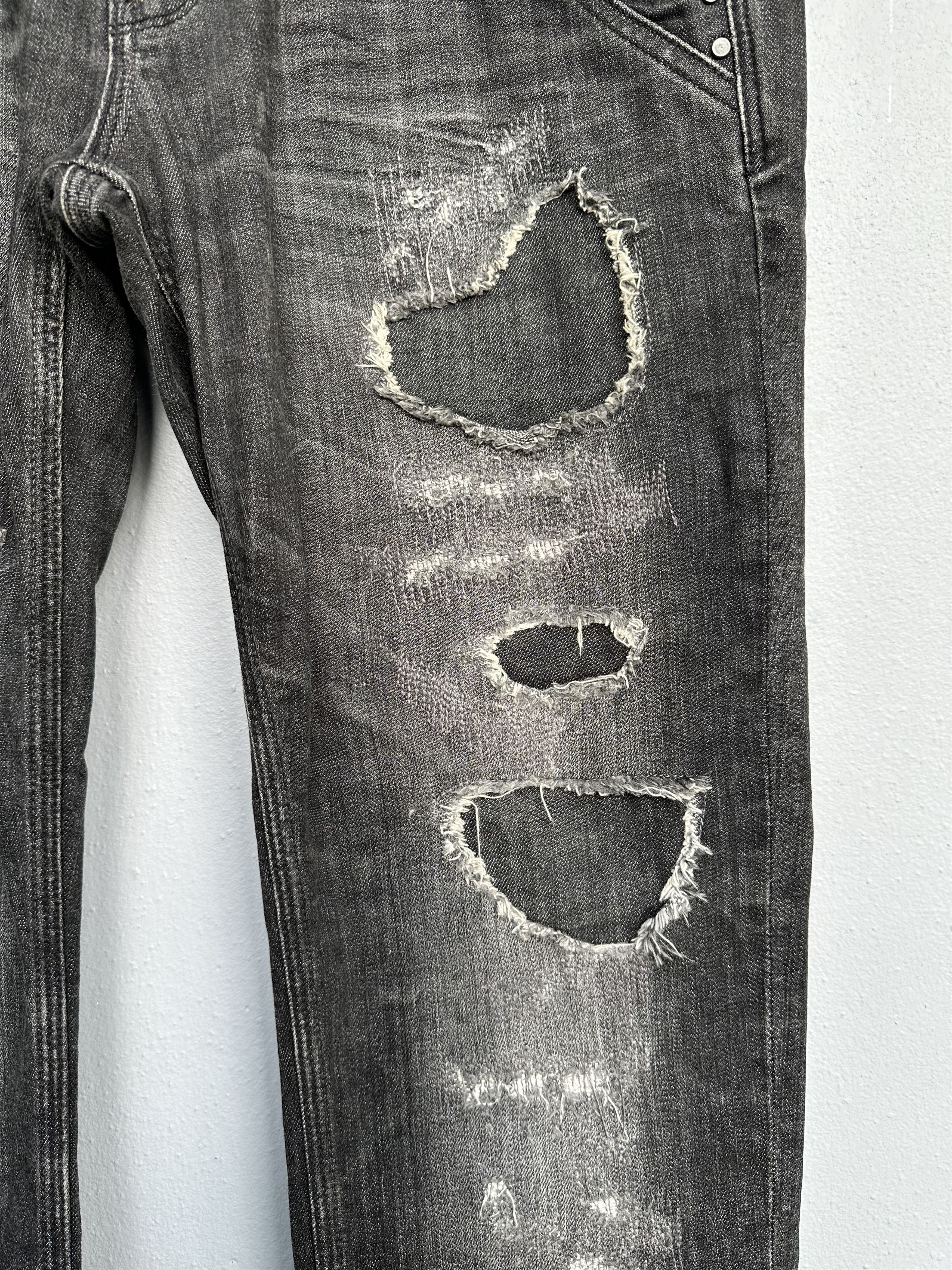 Nicole Club Japanese Brand NCFM Distressed Patchwork Denim Released Hem Size US 35 - 18 Thumbnail