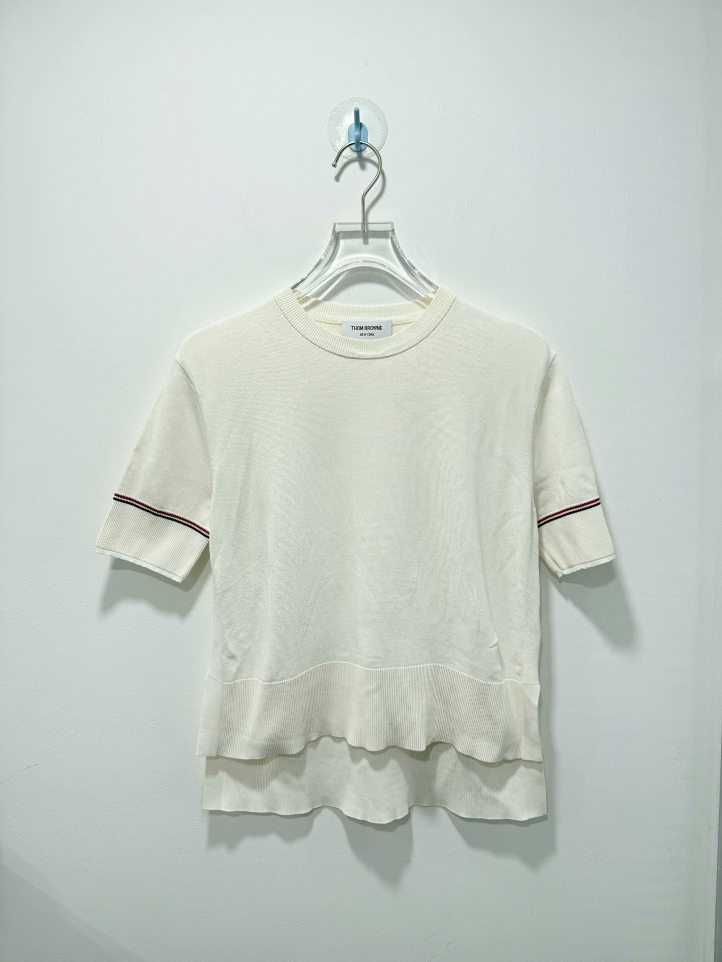 Thom Browne Thom Browne White Knit Short-Sleeve Size 40 Size US XXS / EU 40 - 1 Thumbnail