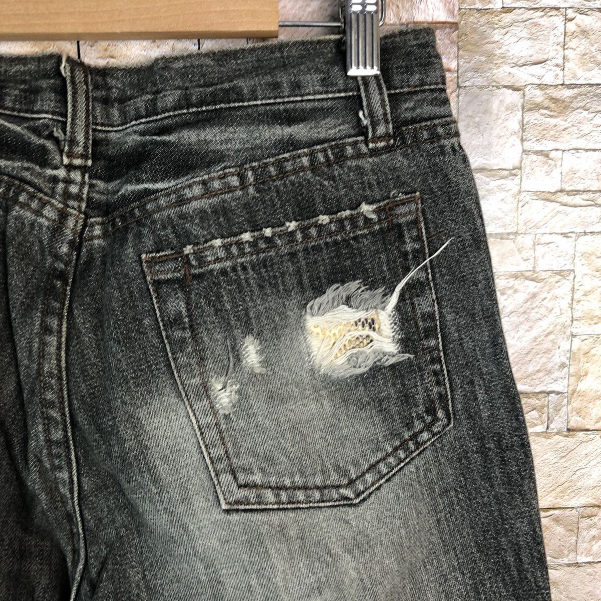 Schlussel Schlussel Black Distressed ripped Denim Pants #A1045 Size US 31 - 19 Thumbnail