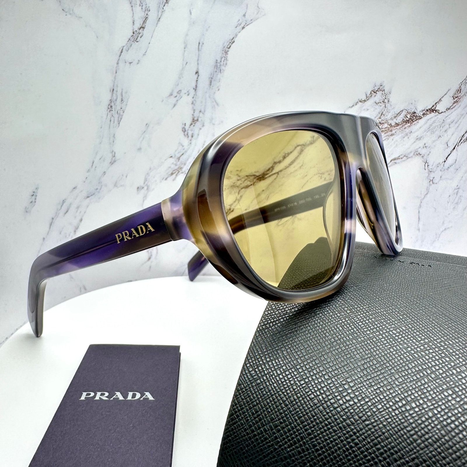 Prada New PRADA Sunglasses Brown Striped Laguna Aviator Shield Size ONE SIZE - 18 Thumbnail
