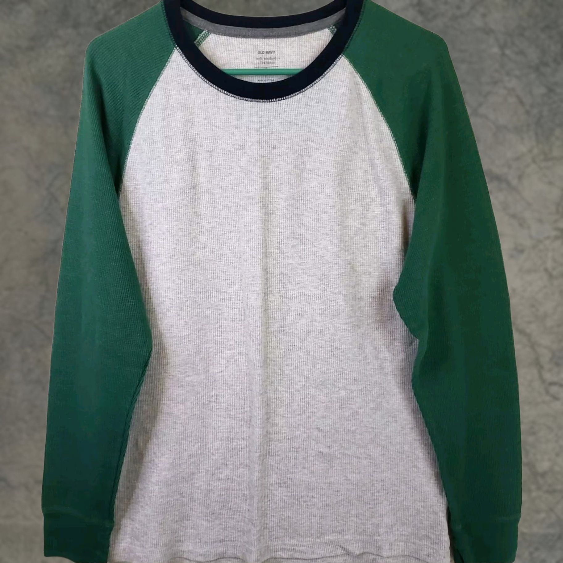 Old Navy Old Navy Shirt Men's L Gray Green Waffle Knit Thermal Baseball Style Crew Neck Long Sleeve T-Shirt Size US L / EU 52-54 / 3 - 1 Thumbnail