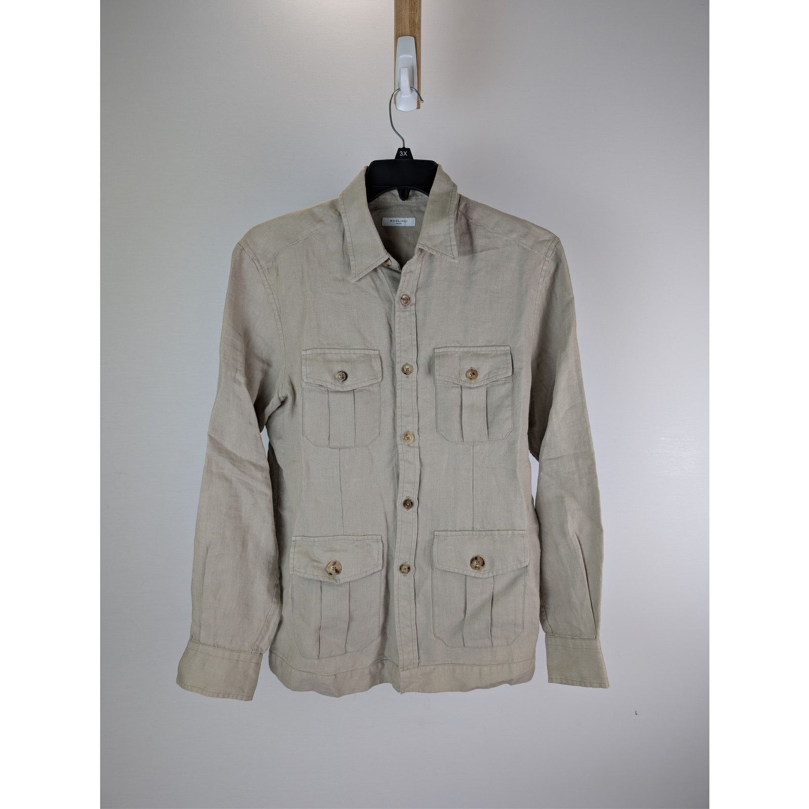 Boglioli o1rshd1 CC20 Button up Shirt with herringbone pattern Beige Size US S / EU 44-46 / 1 - 1 Thumbnail