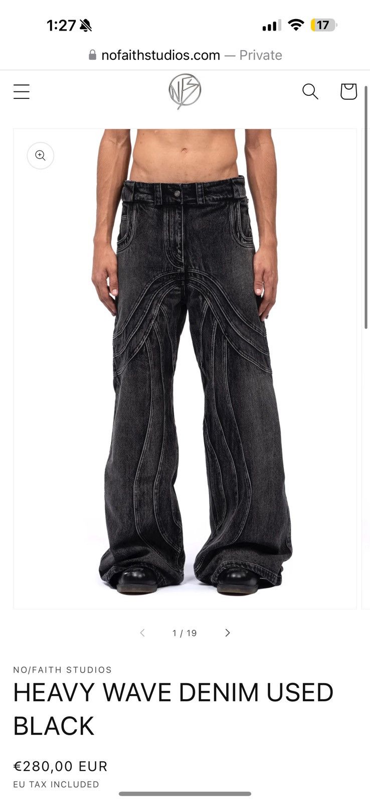 NO/FAITH STUDIOS WAVE DENIM / BLK