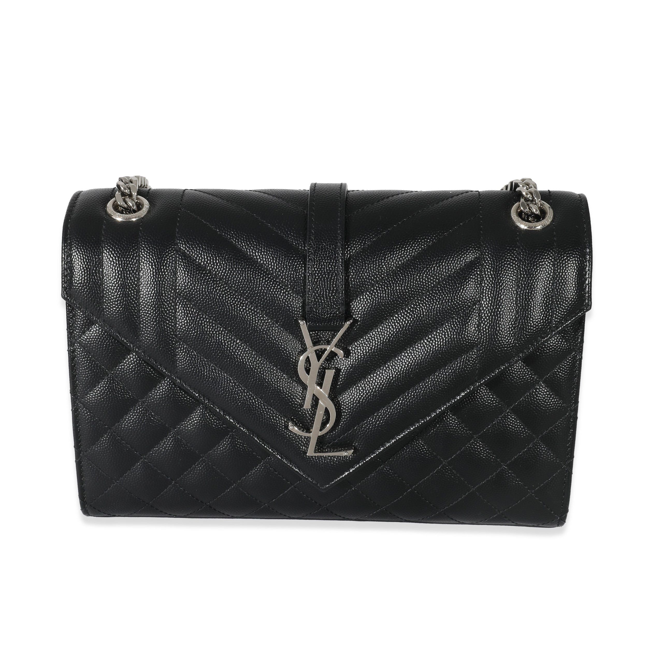 Saint Laurent Black Mix Matelassé Grain De Poudre Medium Envelope Bag