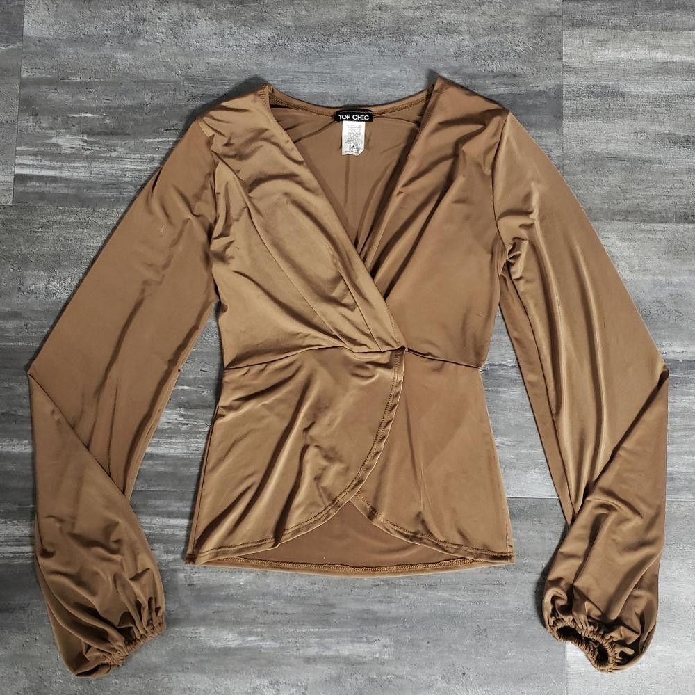 Designer Chocolate TOP CHIC Dressy Long Sleeve Size M / US 6-8 / IT 42-44 - 1 Thumbnail