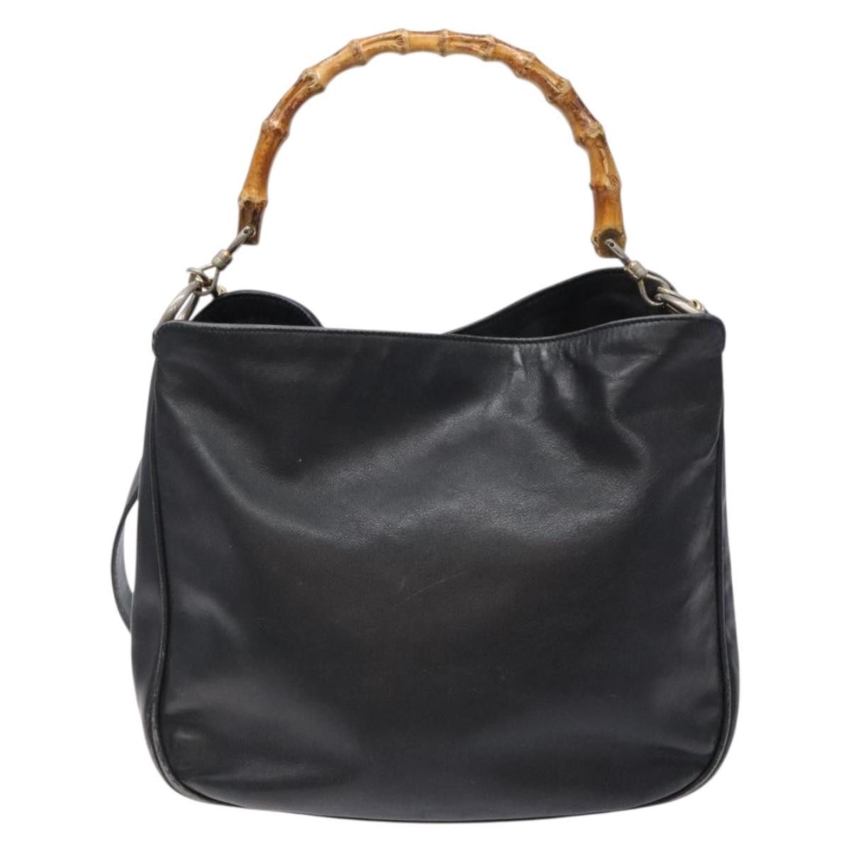 Gucci GUCCI Bamboo Hand Bag Leather Black Gold 001 1781 001 1781 Size ONE SIZE - 2 Thumbnail