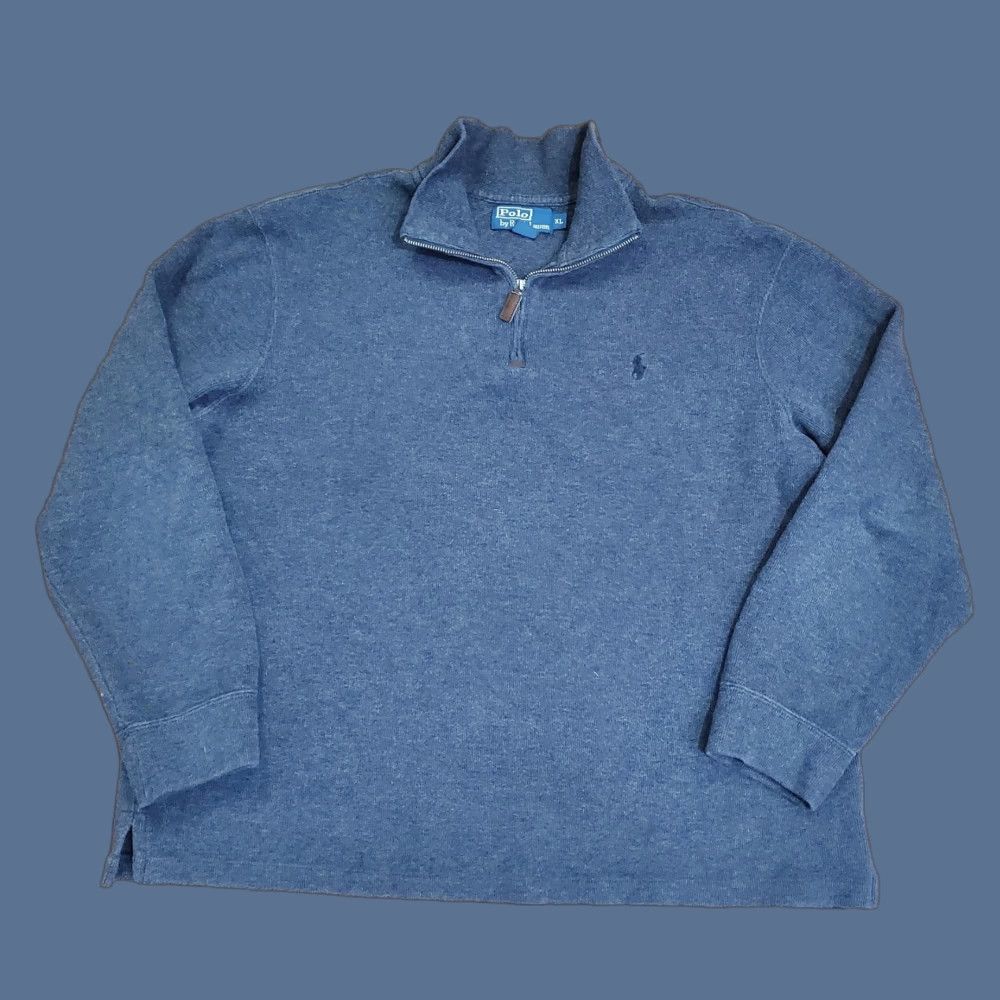Polo Ralph Lauren Polo Ralph Lauren Sweater Mens XL Gray 1/4 Zip Mock Neck Cotton Pullover Knit Size US XL / EU 56 / 4 - 1 Thumbnail