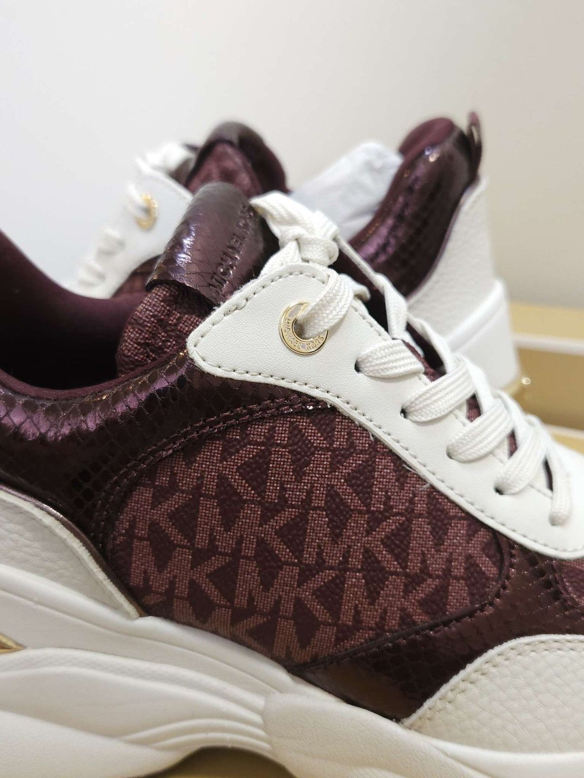 Michael Kors Katrina Signature Logo & Metallic Lizard Embossed Trainer MK Size US 7 / IT 37 - 11 Thumbnail
