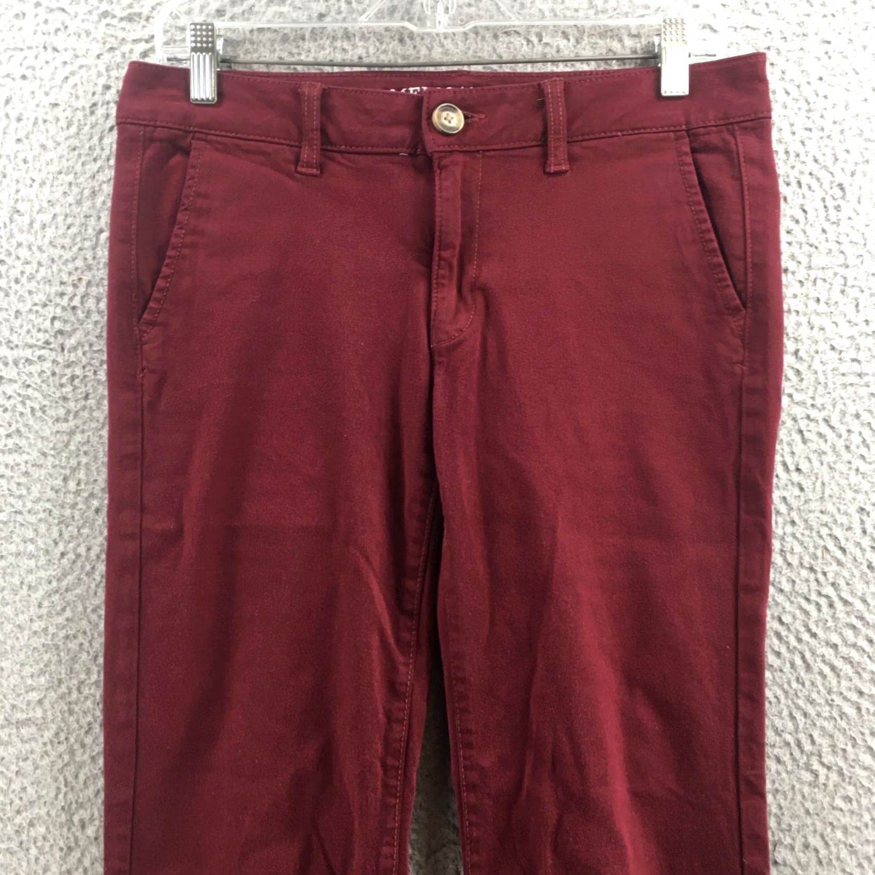 American Eagle Outfitters American Eagle Outfitters Dress Pants Women's 8 Solid Burgundy Mid Rise Zip Fly Straight Leg Men's? No Size 30" / US 8 / IT 44 - 2 Thumbnail