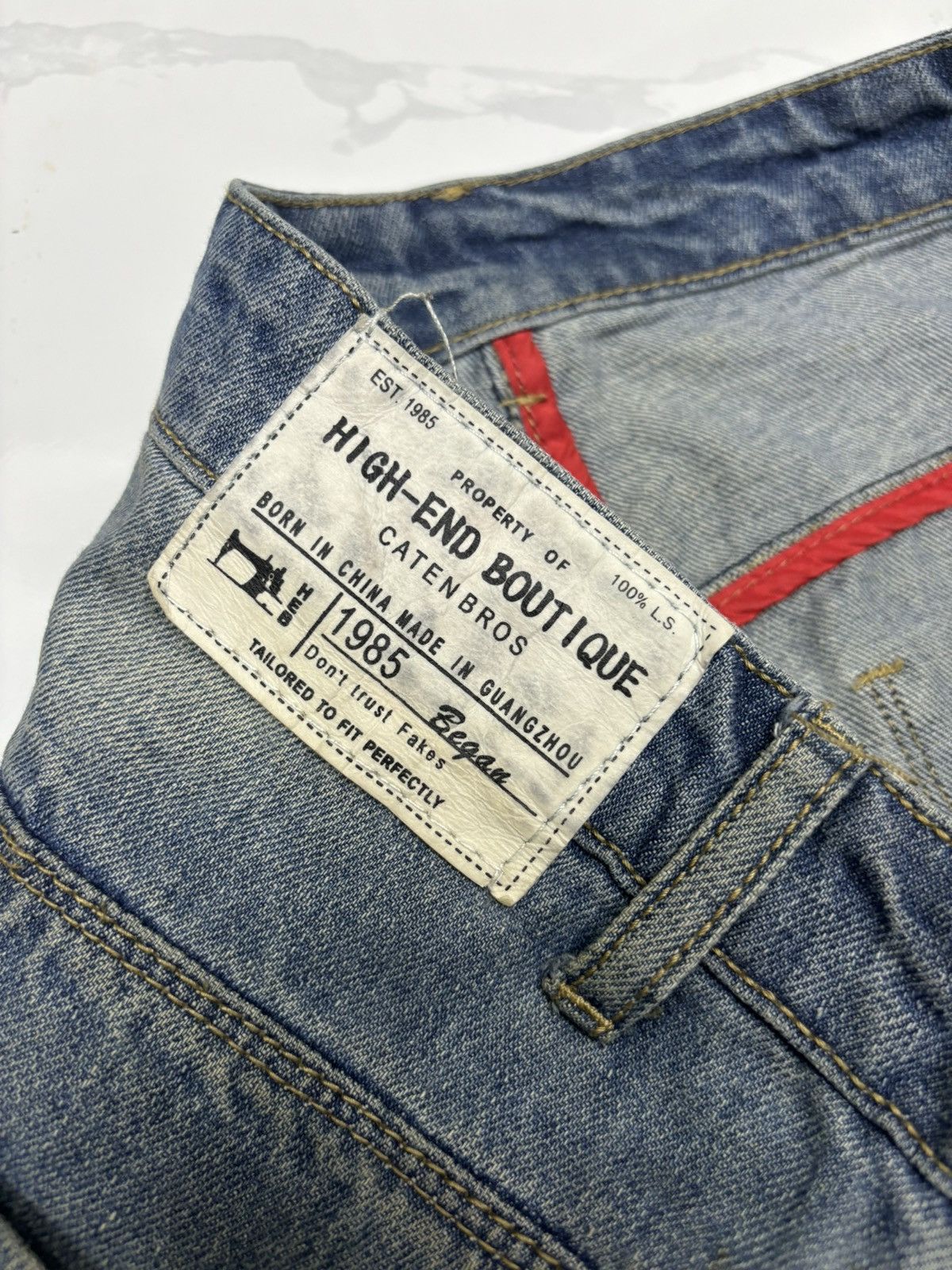 Japanese Brand RARE🔥PROPERTY OF CATEN BROS JORTS DISTRESS JNCO STYLE Size US 36 / EU 52 - 7 Thumbnail
