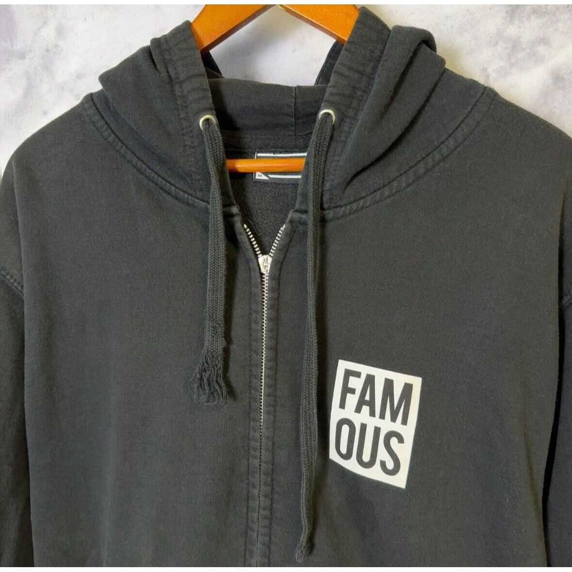 Vintage Famous Hoodie Sweatshirt Mens Medium Black Full Zip Size US M / EU 48-50 / 2 - 3 Thumbnail