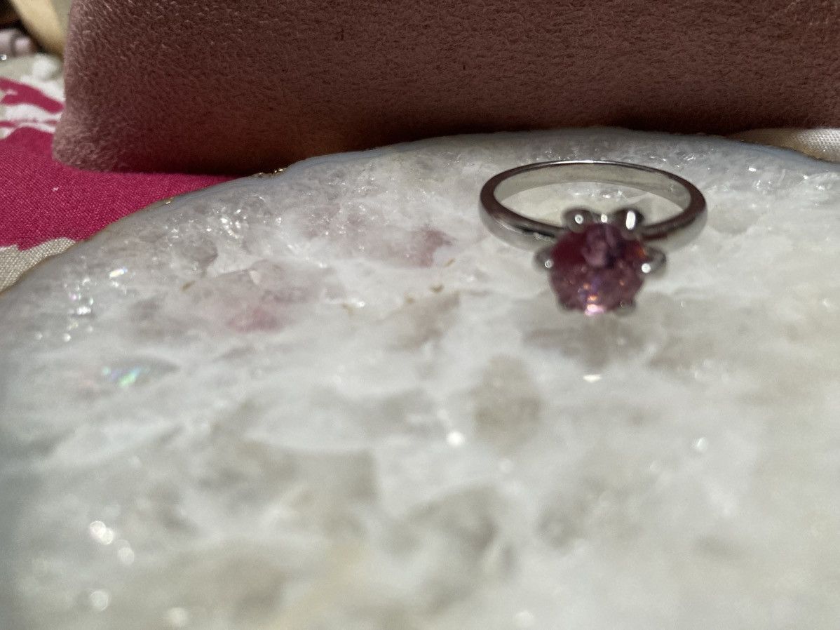 Other Pink gemmed silver plated ring Size ONE SIZE - 2 Thumbnail