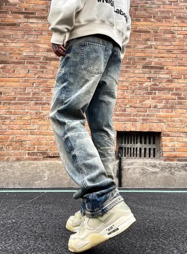 VIBE Vintage washed ripple design rare jeans Size US 34 / EU 50 - 6 Thumbnail