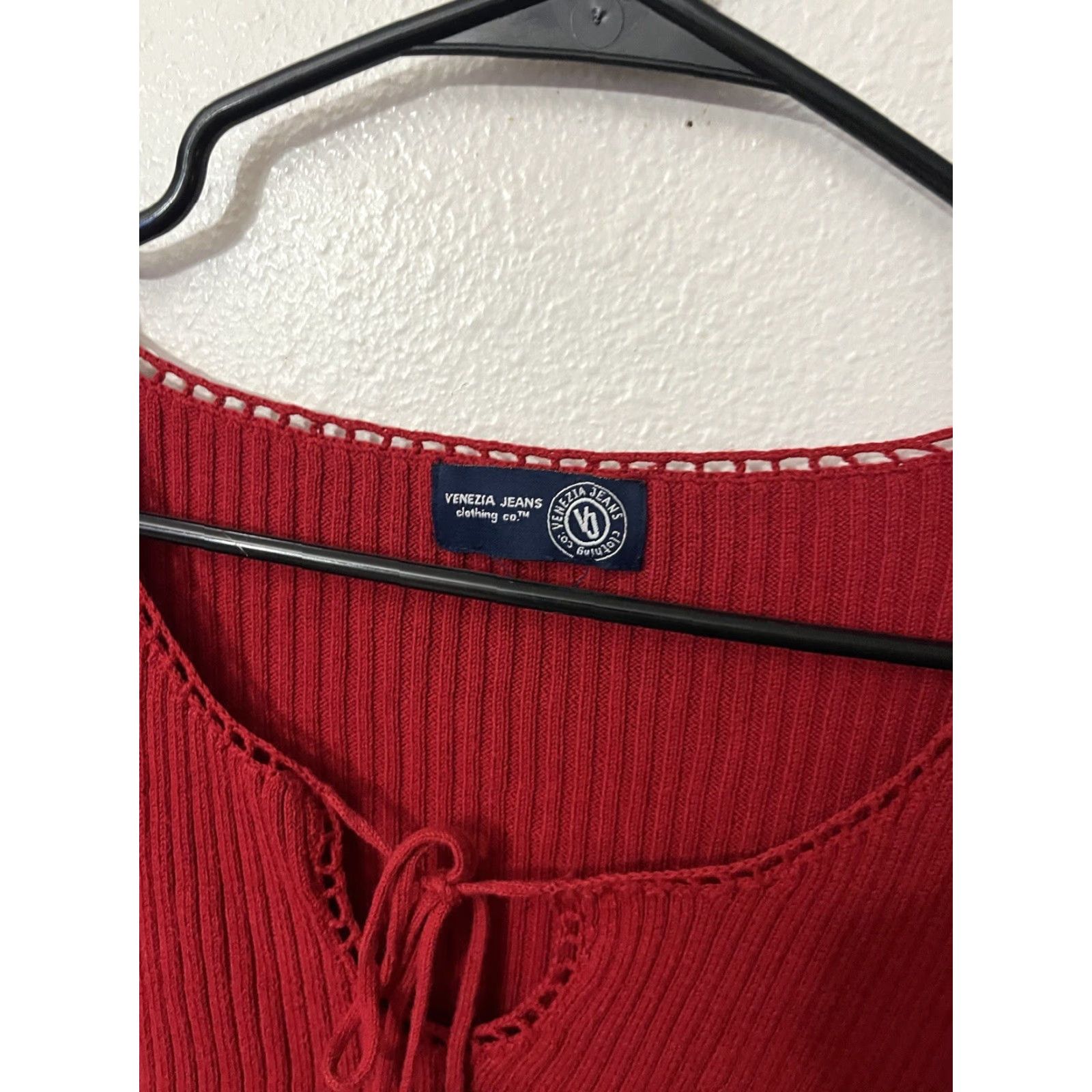 Vintage Venezia Women Sweater SIZE L V-Neck Pullover Knit Red Size L / US 10 / IT 46 - 2 Thumbnail