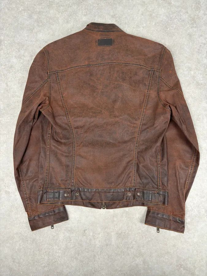 Levi's Levis Brown Waxed Biker Denim Jacket Size US M / EU 48-50 / 2 - 5 Thumbnail