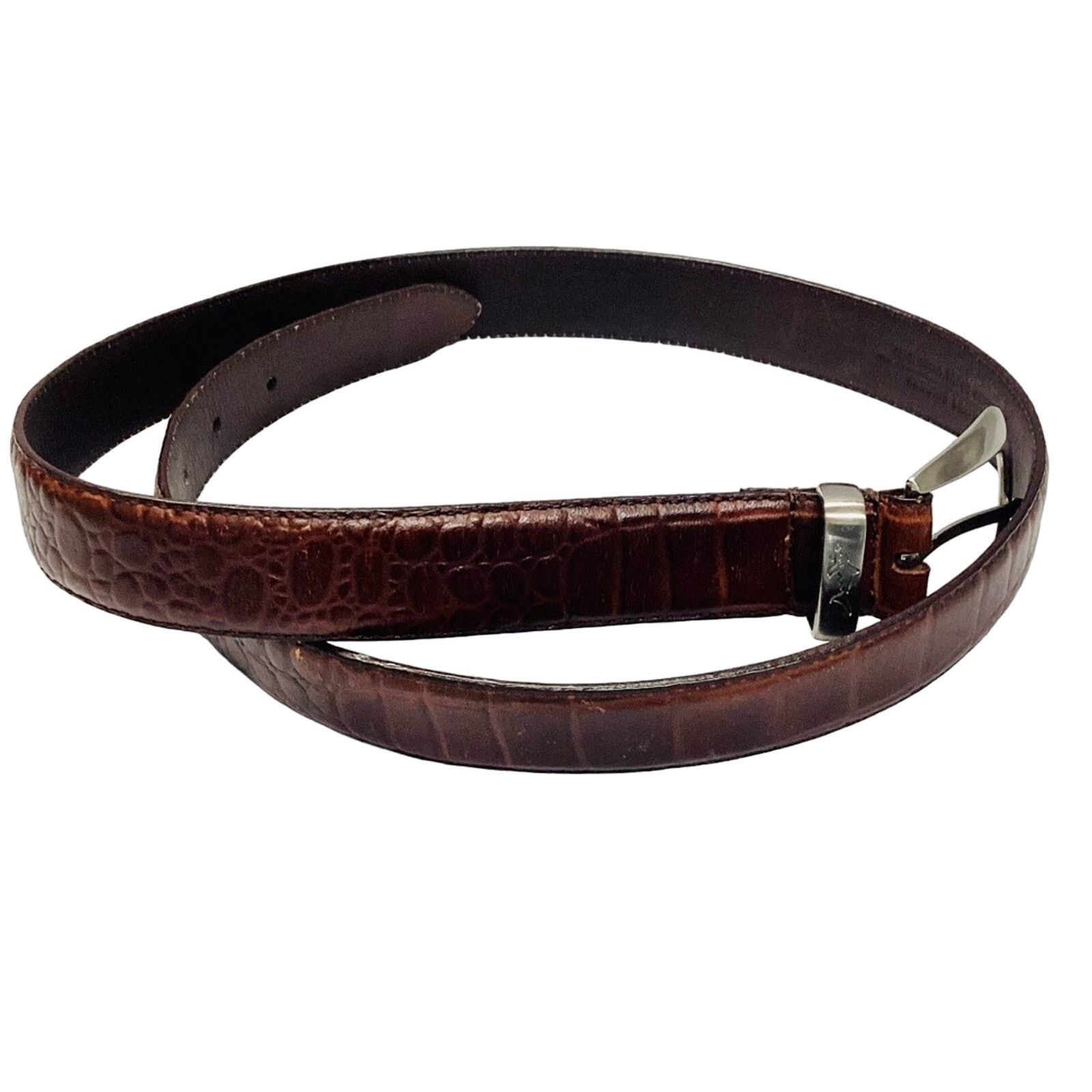 Greg Norman Greg Norman Mens Croc Brown Leather Belt Size 36 - 3 Thumbnail