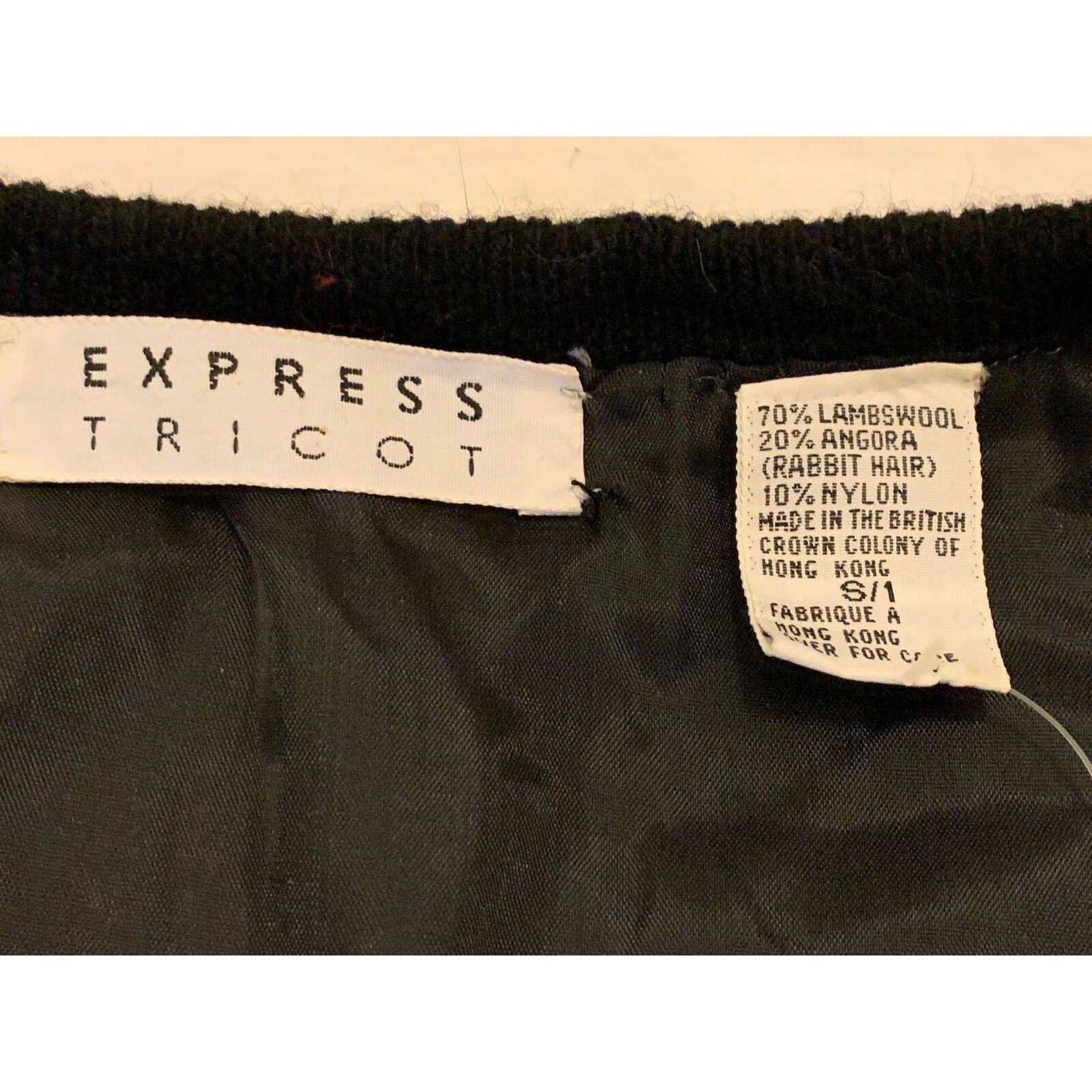 Express Vtg EXPRESS Hand Beaded Sequined Black Angora/Lambswool Card Size S / US 4 / IT 40 - 11 Thumbnail