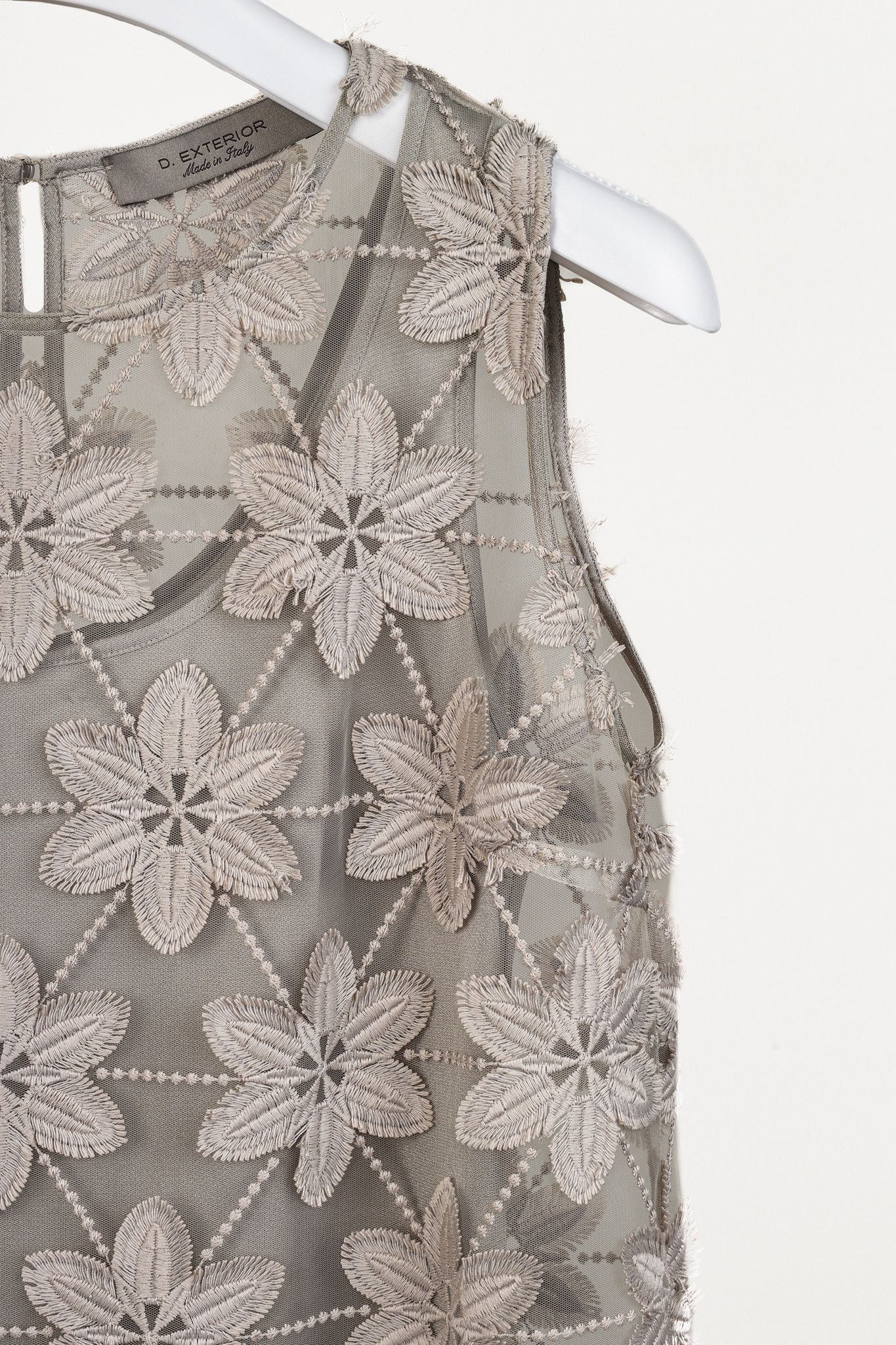 D.Exterior D. Exterior Taupe Floral Embroidered Shift Dress Size L / US 10 / IT 46 - 5 Thumbnail