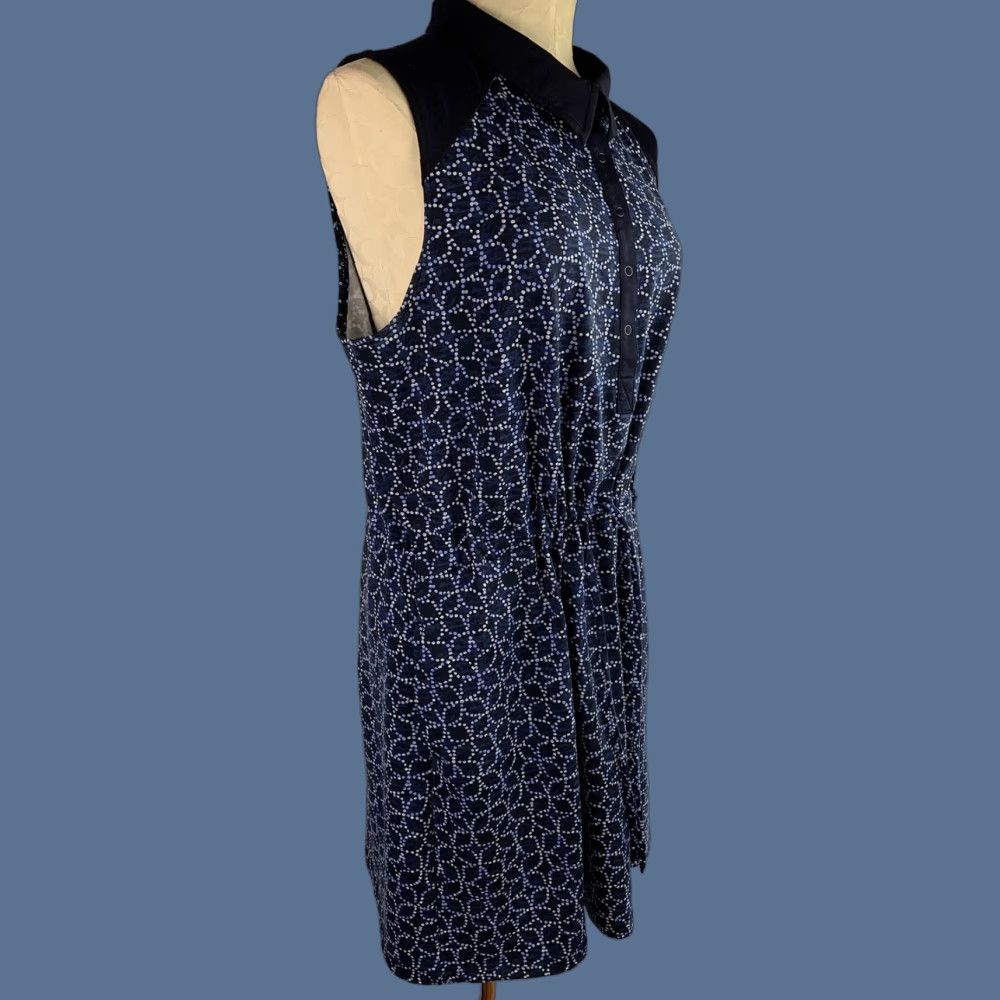 Talbots XL Talbots Navy Blue Print Althleisure Pockets Drawstring Waist Collar Size ONE SIZE - 1 Thumbnail