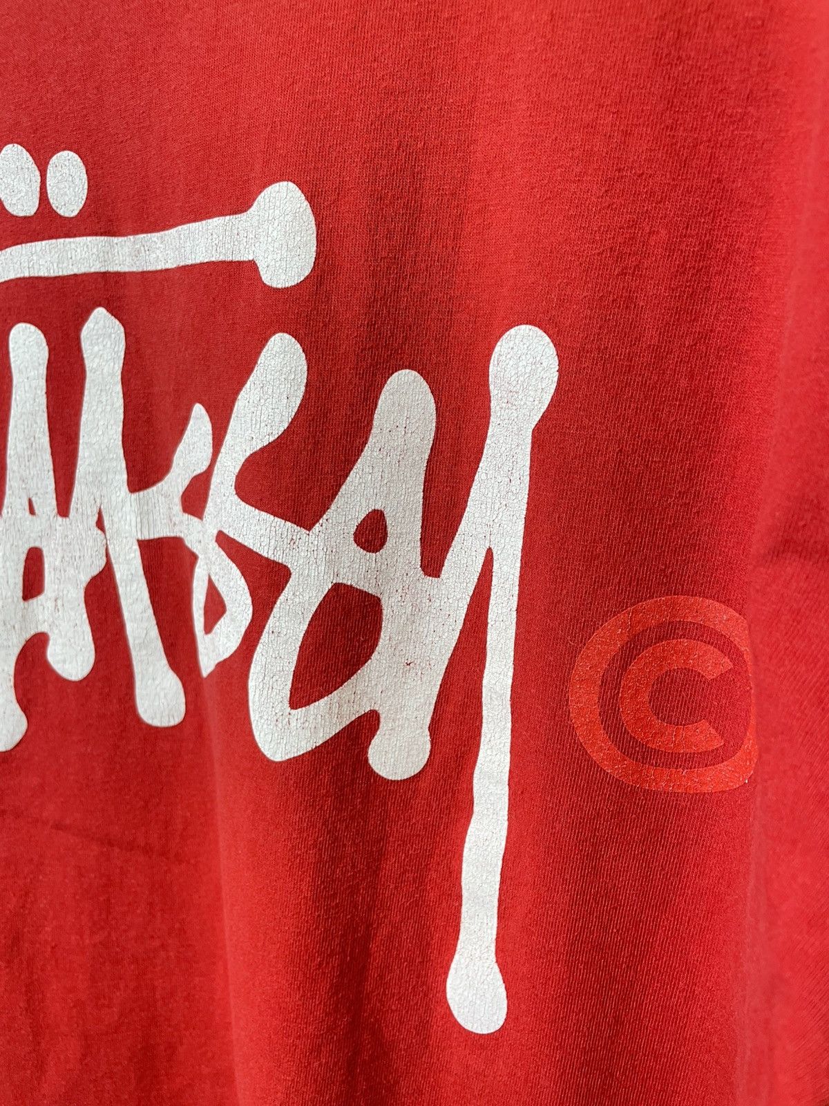 Stussy Vintage Stussy Big Logo Distressed Red T-Shirt Size US XL / EU 56 / 4 - 3 Thumbnail