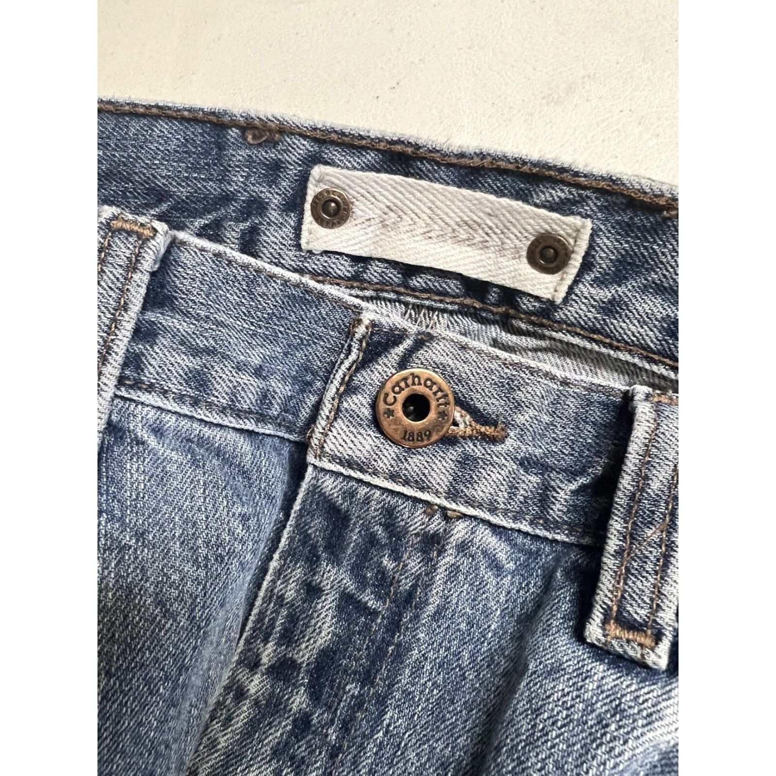 Carhartt Vintage Carhartt B213 Mens Jeans 34x36 Distressed Blue Denim Straight Relaxed 5-Pocket Casual Work/Casual Mens Size US 34 / EU 50 - 7 Thumbnail