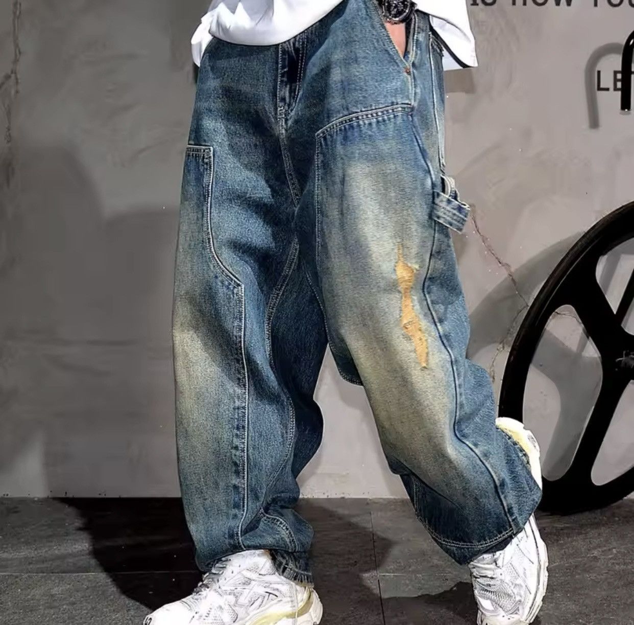 Denime × Jean American Vintage Ripped Loose Fit Straight Leg Jeans Size US 30 / EU 46 - 3 Thumbnail