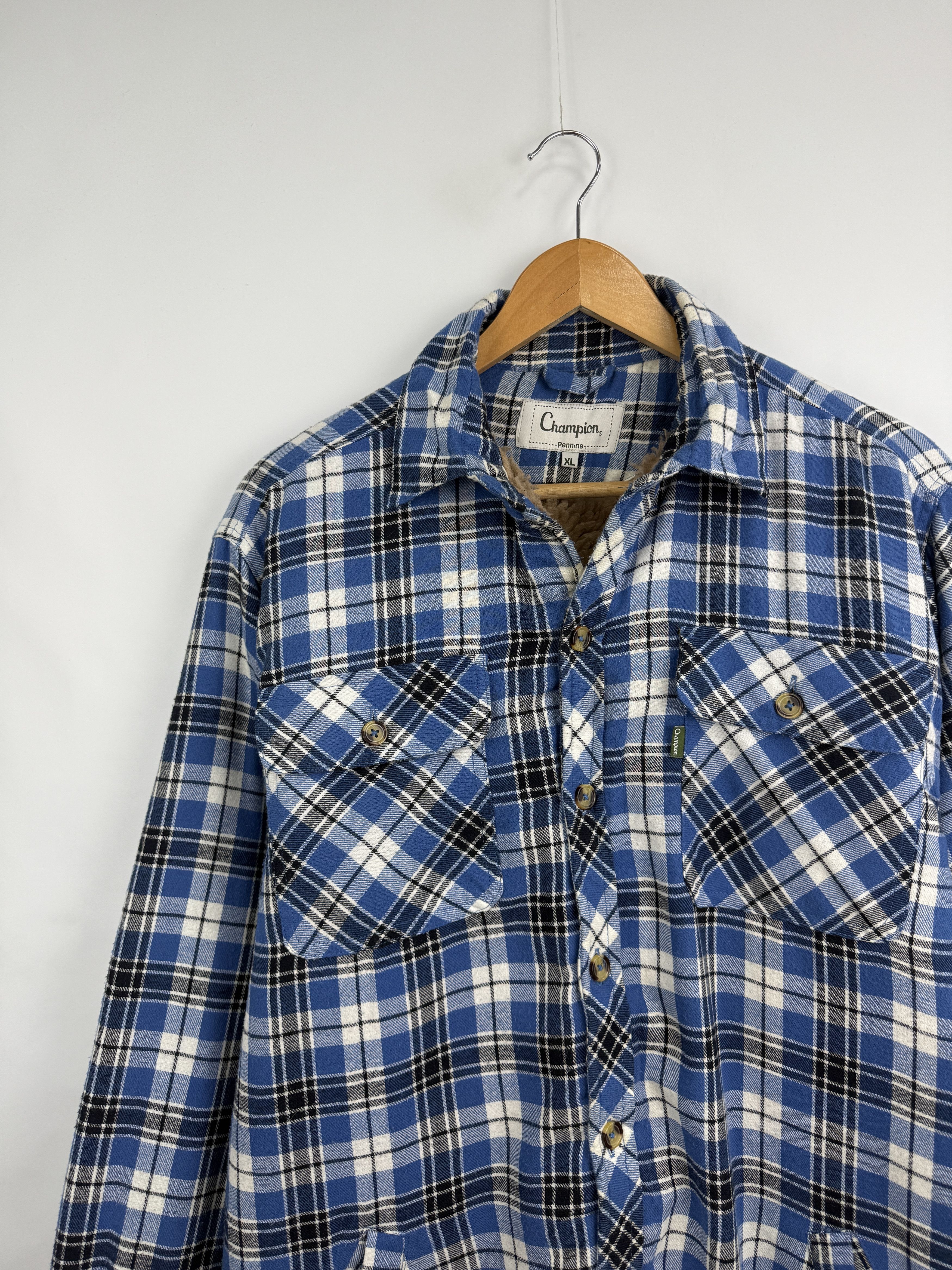Flannel 🇺🇸🪓Vintage Champion Pennine Flannel Sherpa Fleece Lined R13 Size US XL / EU 56 / 4 - 4 Thumbnail