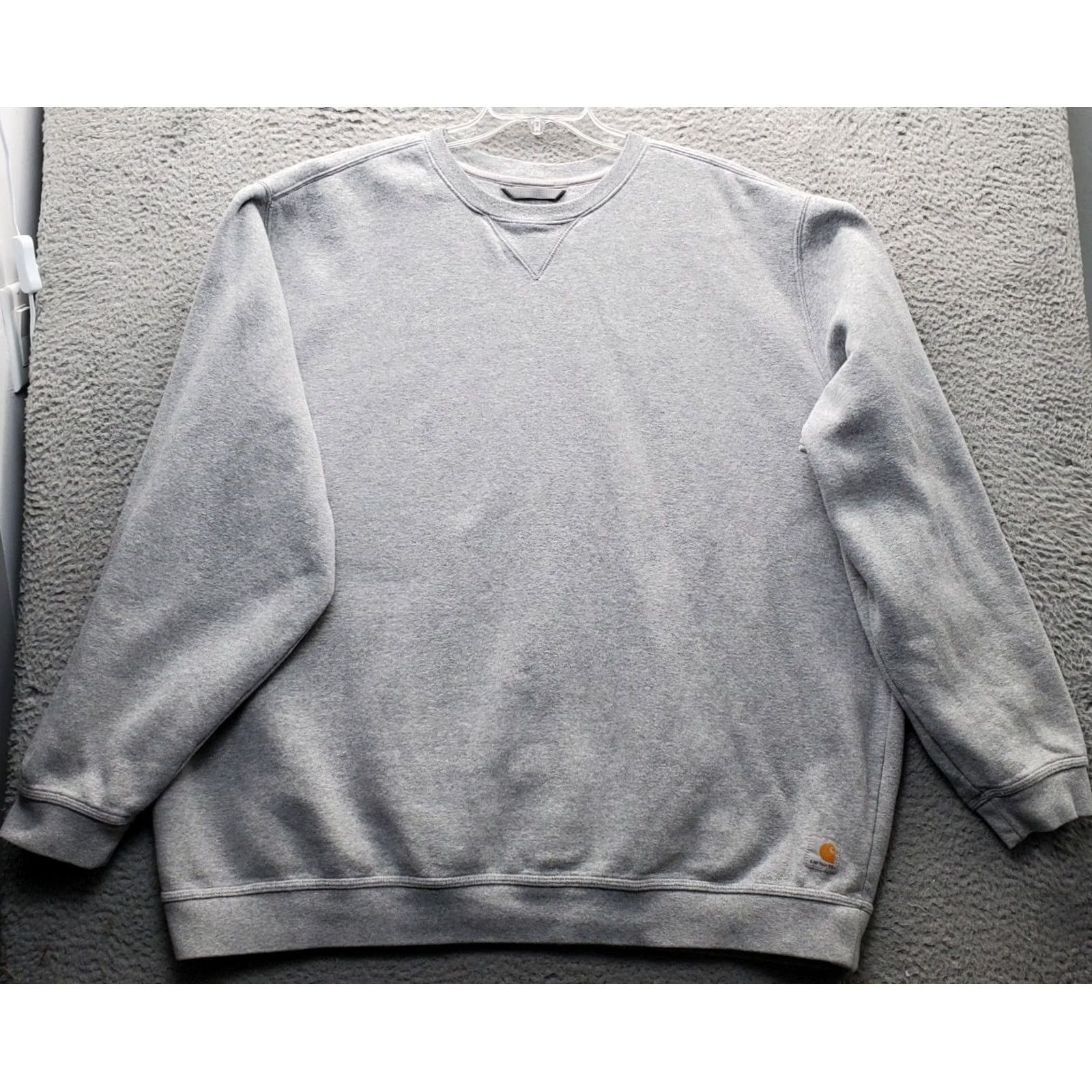 Carhartt Carhartt Mens Sweatshirt 3XL Gray Heather Fleece Lined Crew Neck Loose Fit Knit Pullover Shirt Size US XXL / EU 58 / 5 - 2 Thumbnail