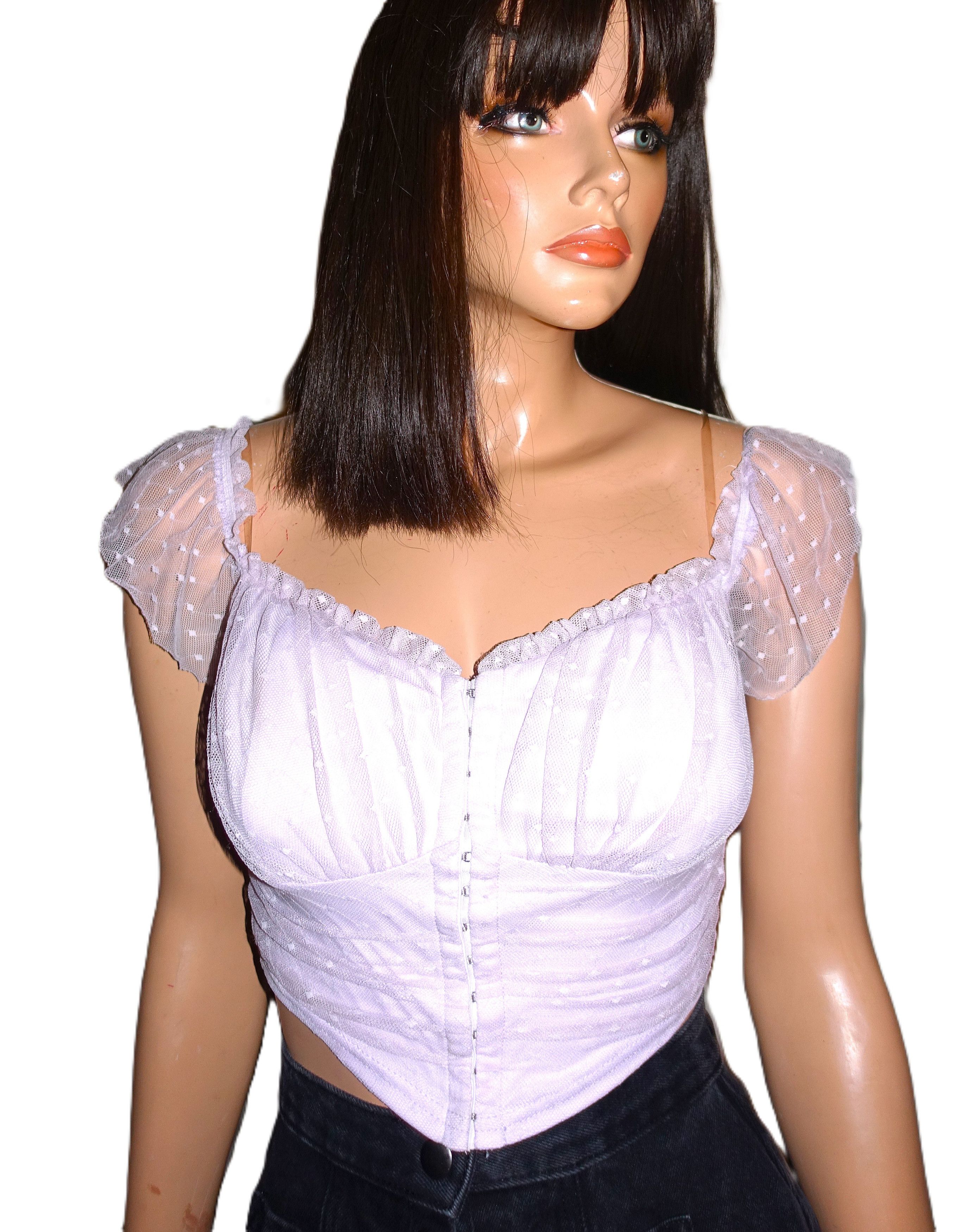 Other Windsor Lavender Polka Dot Lace Sheer Top L Size L / US 10 / IT 46 - 2 Thumbnail