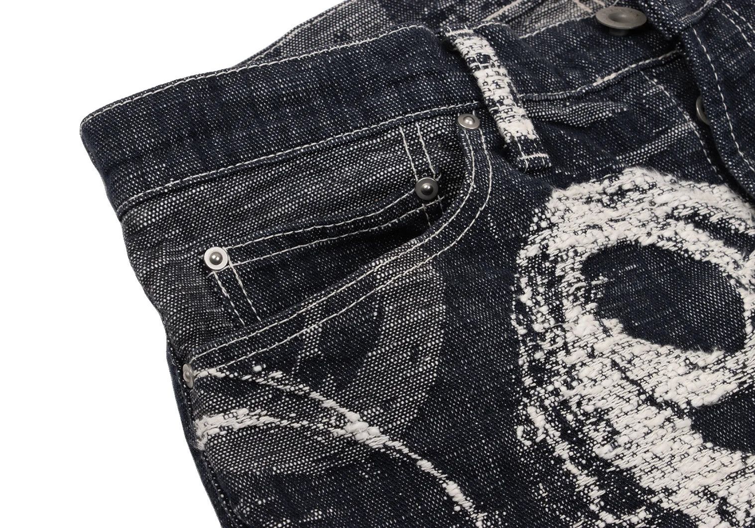 Issey Miyake Cotton Graphic Jacquard Denim Pants in Indigo Off Size US 34 / EU 50 - 9 Thumbnail
