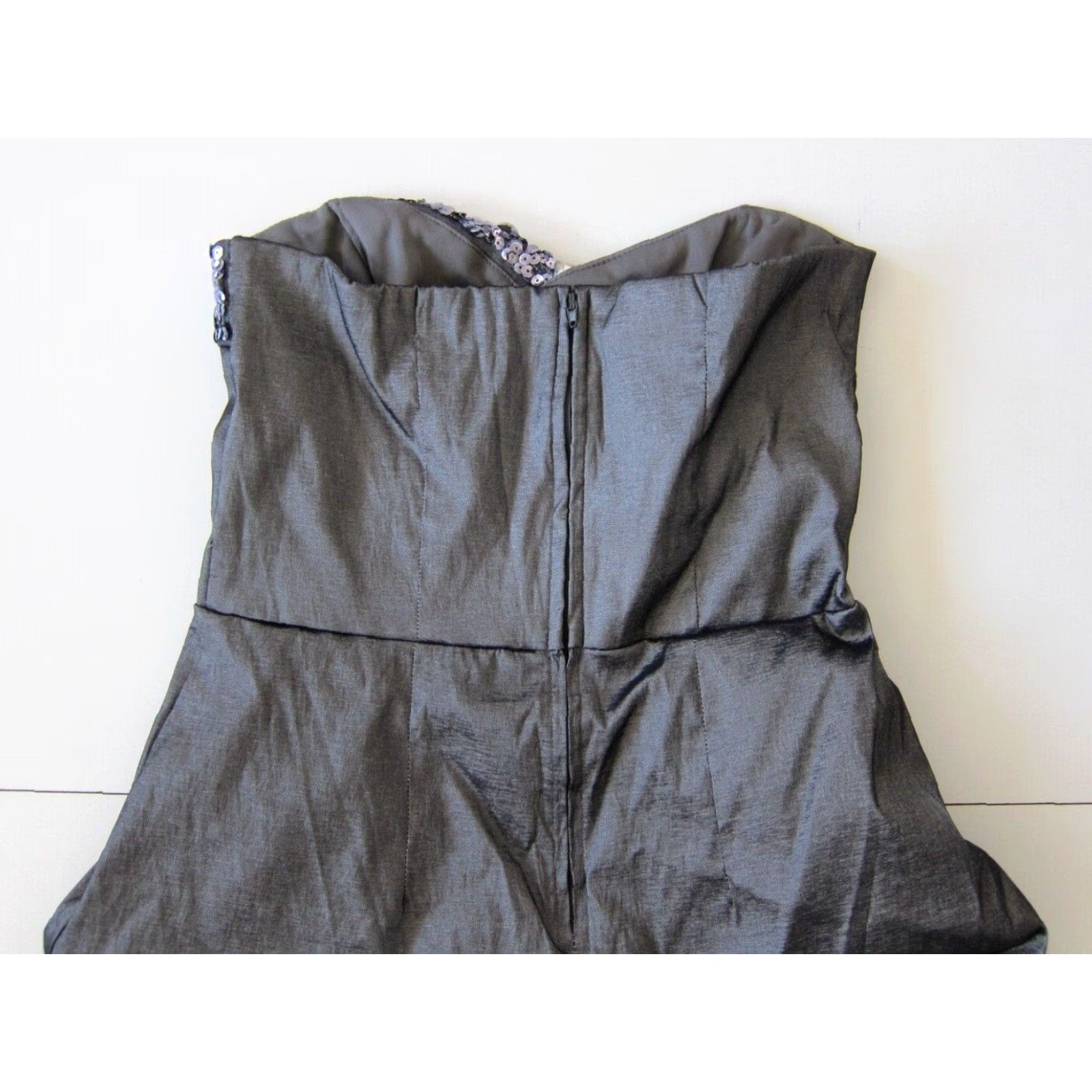 Vintage VINTAGE Teeze Me Shirt 11/L Silver Dress Strapless Party Sequin Ruched Jeweled 90s Mens Womens Girls Boys Size L / US 10 / IT 46 - 4 Thumbnail