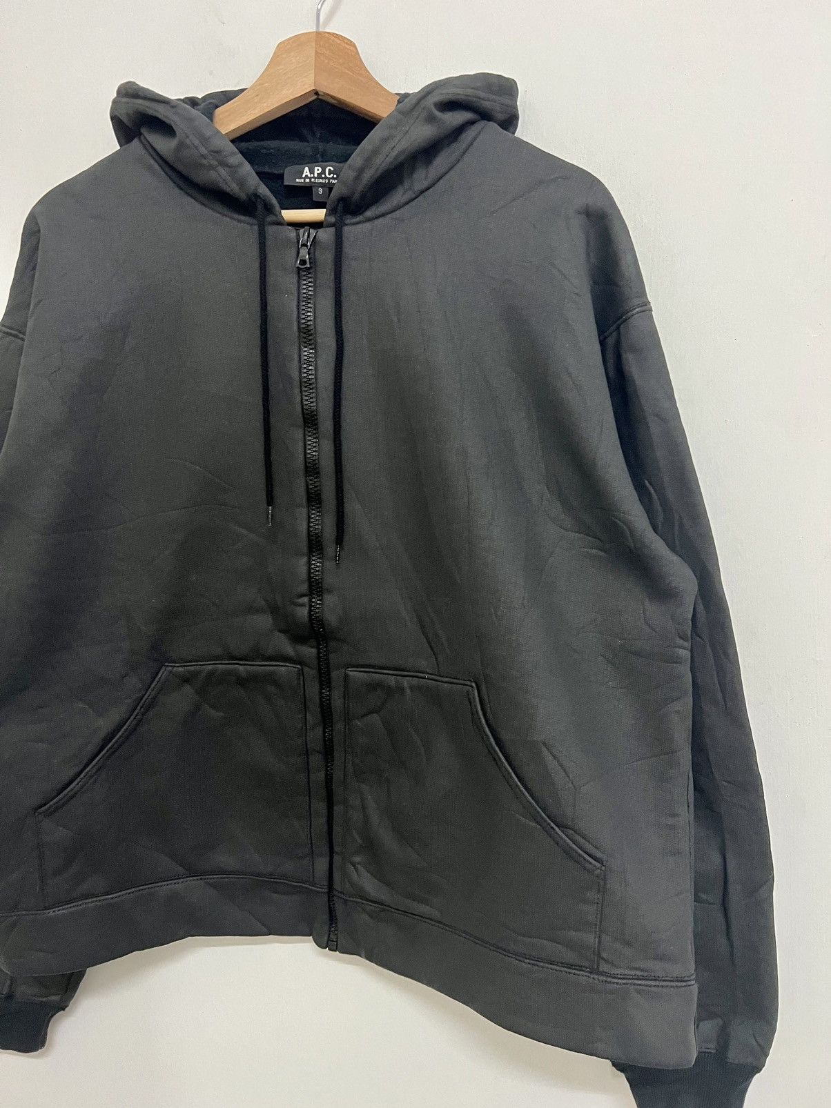 A.P.C. A.P.C BLACK WAX HOODIE SWEATSHIRT Size US L / EU 52-54 / 3 - 3 Thumbnail