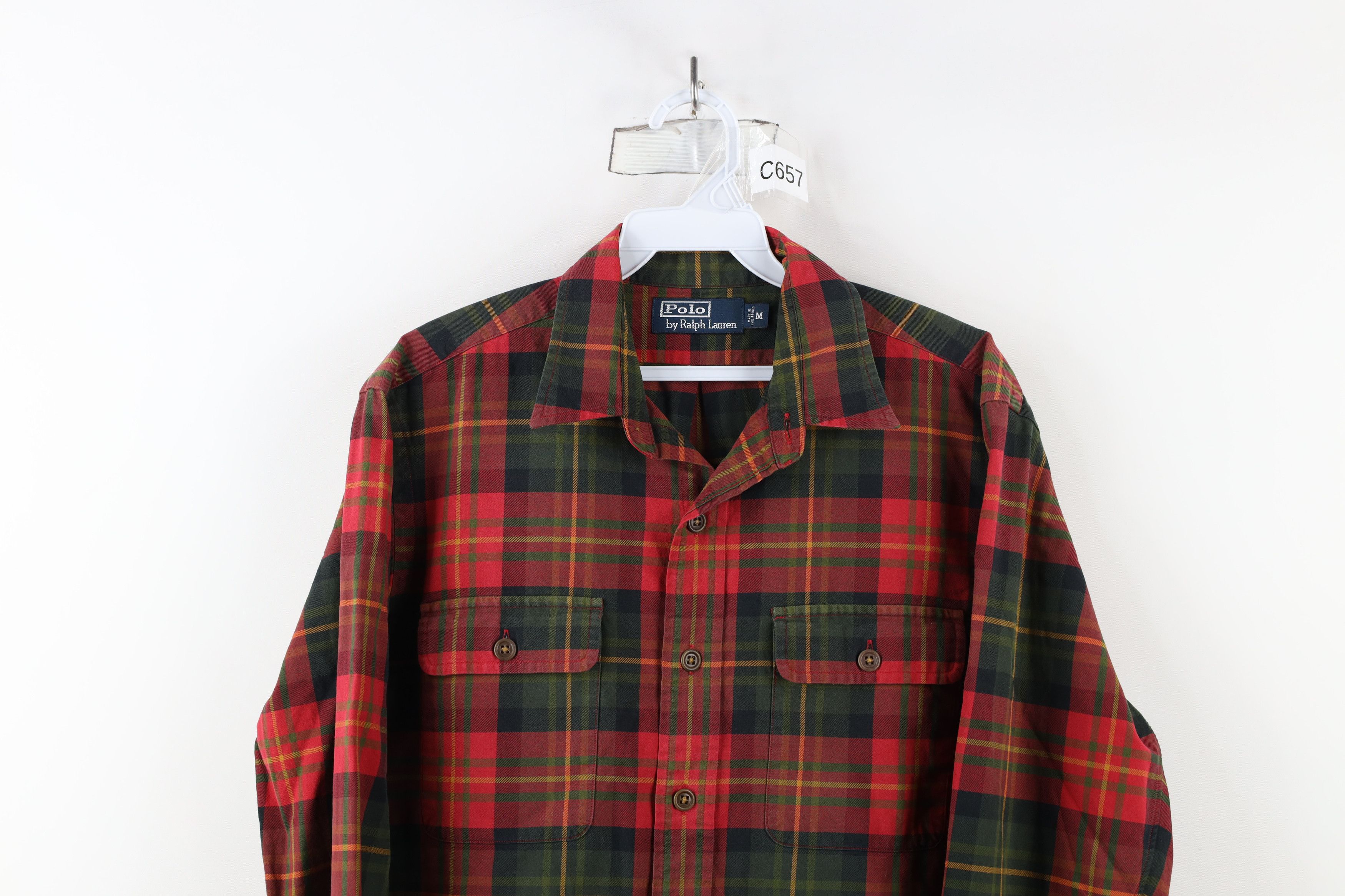 Polo Ralph Lauren Vintage 90s Ralph Lauren Rainbow Plaid Flannel Button Shirt Size US M / EU 48-50 / 2 - 2 Thumbnail
