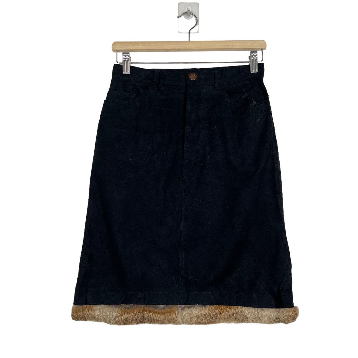 Jean Paul Gaultier 🔥 1990s JEAN PAUL GAULTIER JEANS SUEDE FUR RABBIT SKIRTS Size 28" / US 6 / IT 42 - 2 Thumbnail