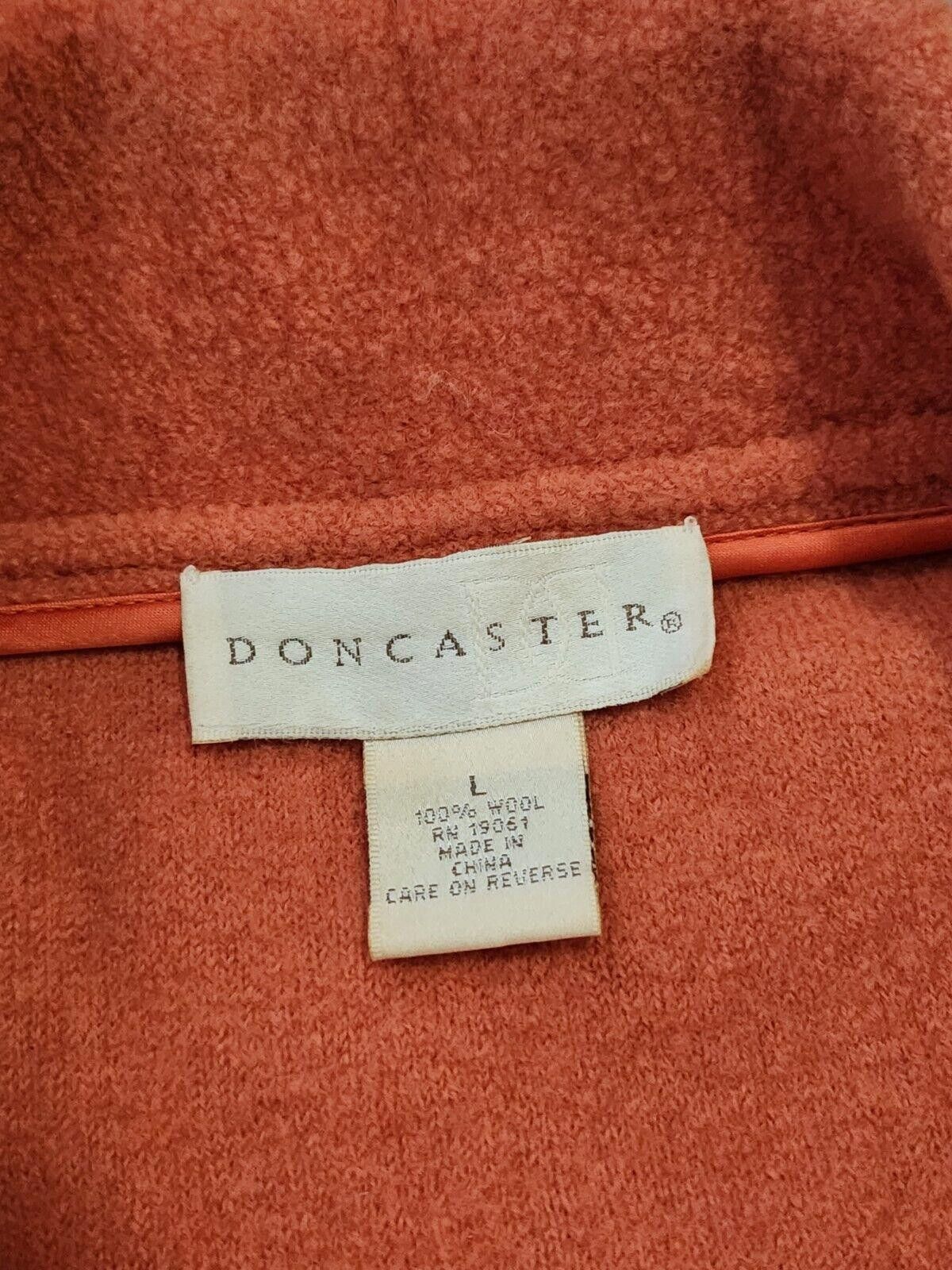 Designer Doncaster Womens Coat Wool Large Orange Collared Size L / US 10 / IT 46 - 3 Thumbnail