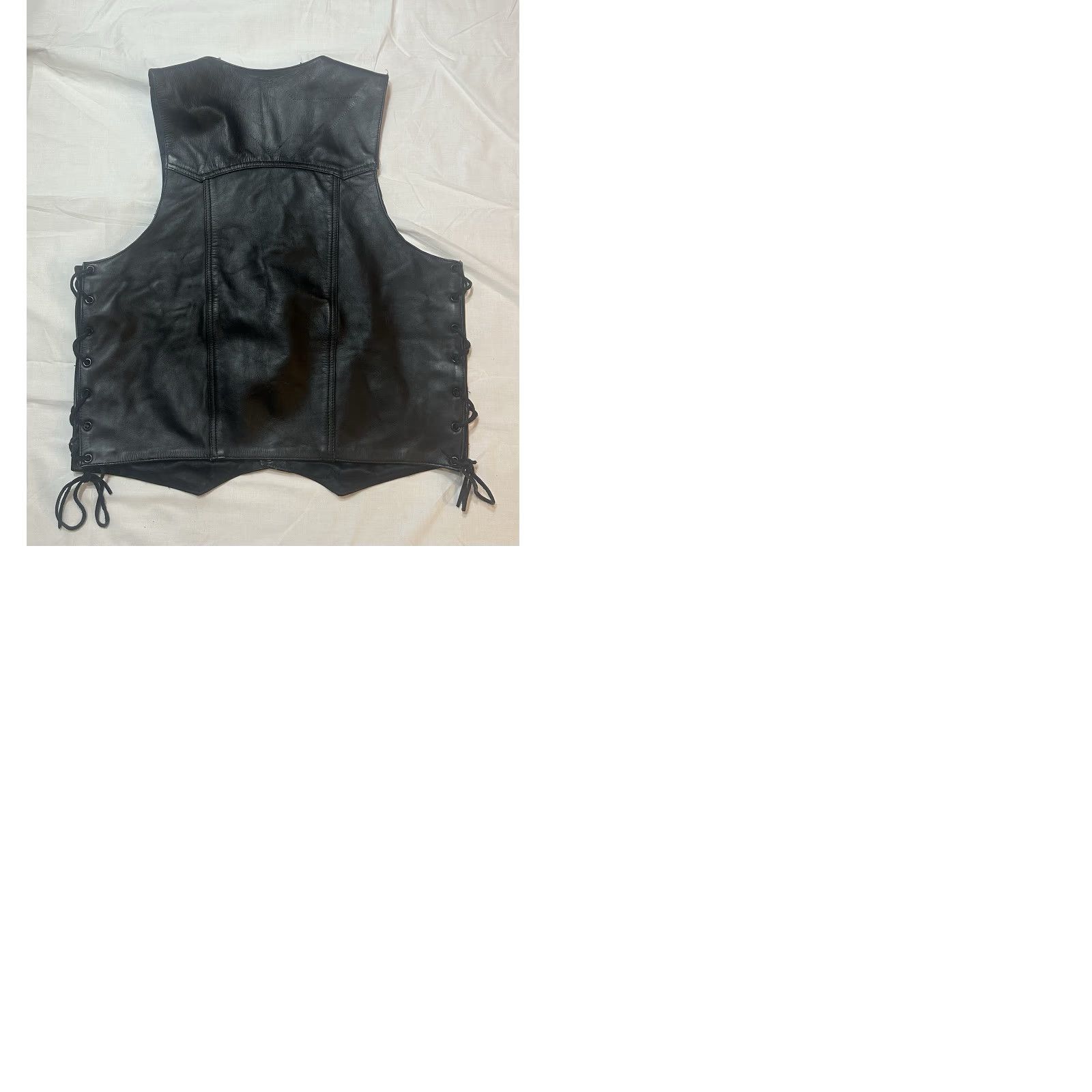 Vintage Z1R Leather Vest Men Size 44 Button Side Rib Ties Black Lined Motorcycle Jacket Vest Mens Size US S / EU 44-46 / 1 - 9 Thumbnail