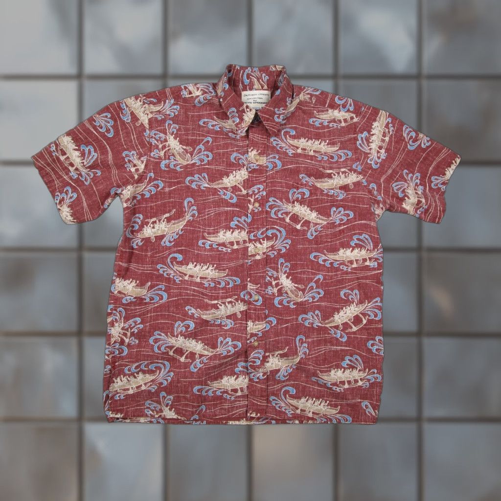 Reyn Spooner VINTAGE Reyn Spooner Shirt Men Large Red Boats Tiki Reverse Print Geometric Hawaiian Retro USA Size US L / EU 52-54 / 3 - 1 Thumbnail
