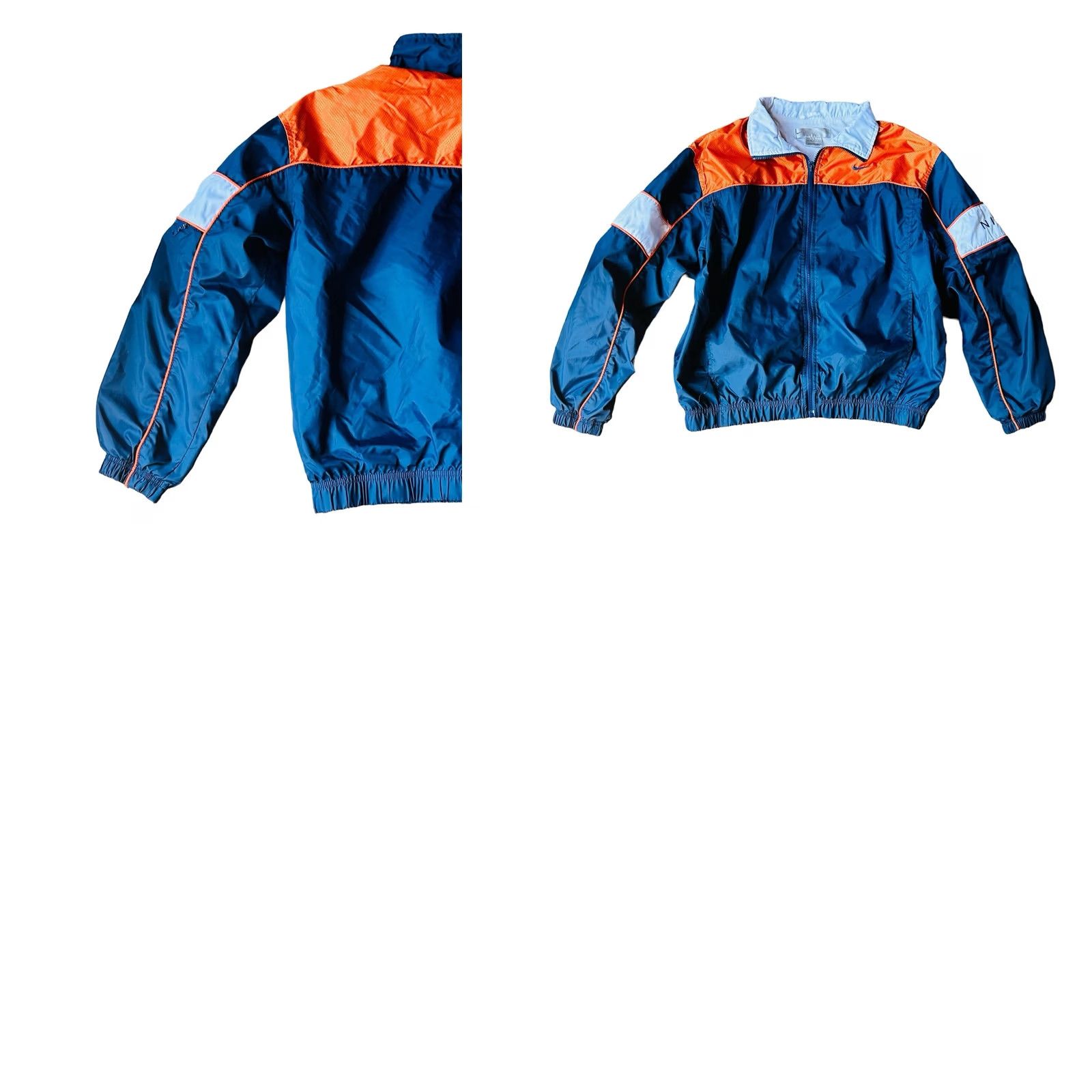 Nike VINTAGE Nike Mini Swoosh Windbreaker Full Zip Jacket Men Medium 8-10 Blue Orange VTG Size US M / EU 48-50 / 2 - 9 Thumbnail