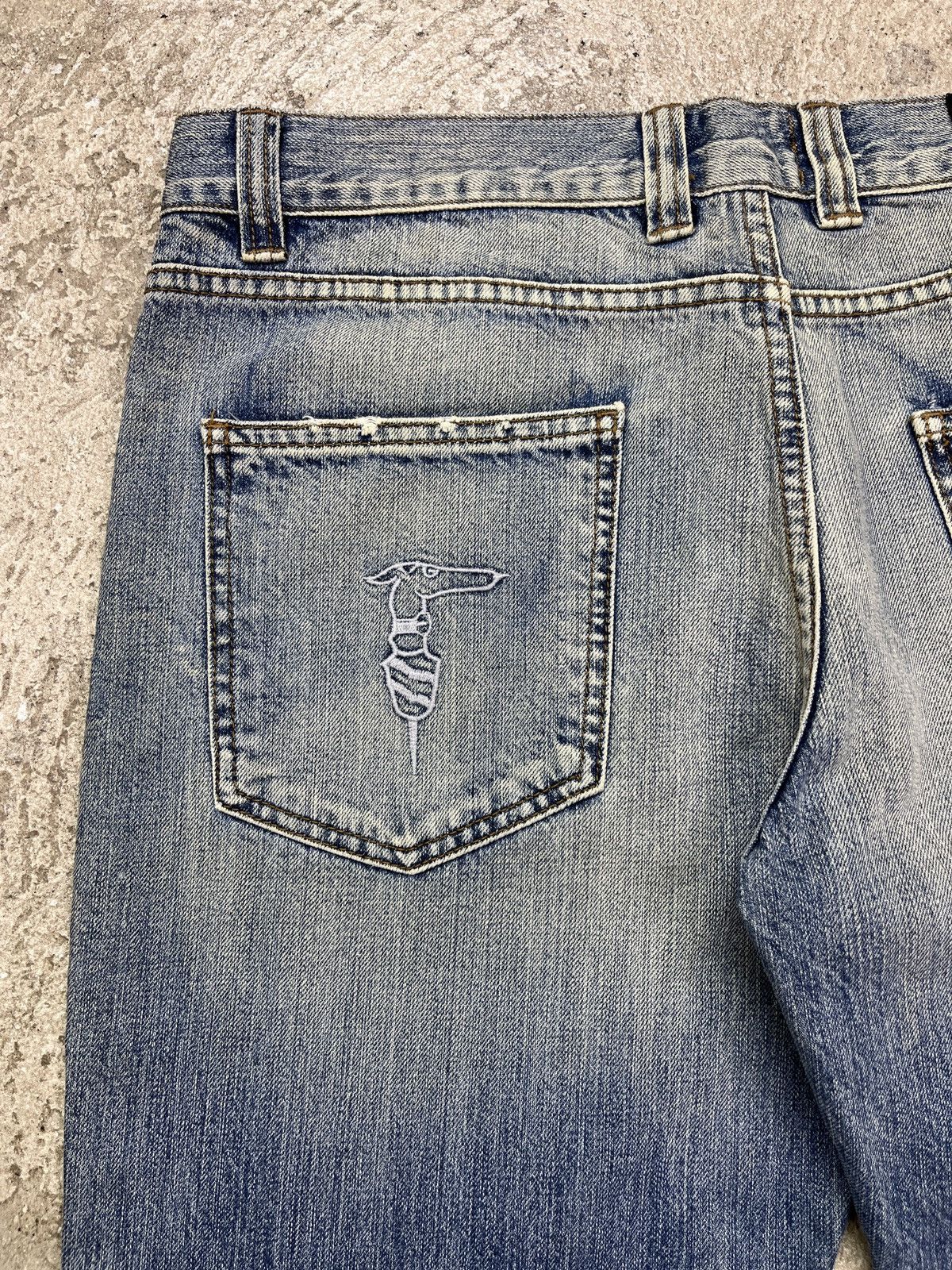 Trussardi × Vintage TRUSSARDI EMBROIDERED LOGO DENIM PANTS - LOT № 3148 Size US 33 - 7 Thumbnail