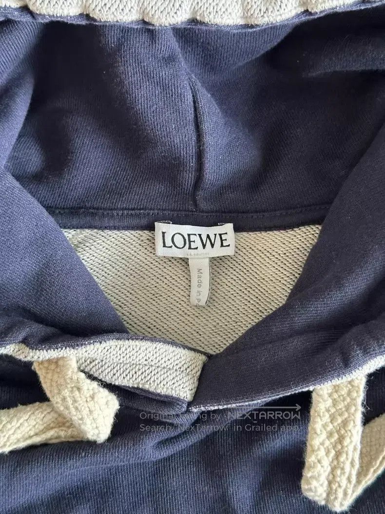 Loewe Loewe Blue and White Color Block Hooded Sweatshirt Size M / US 6-8 / IT 42-44 - 3 Thumbnail