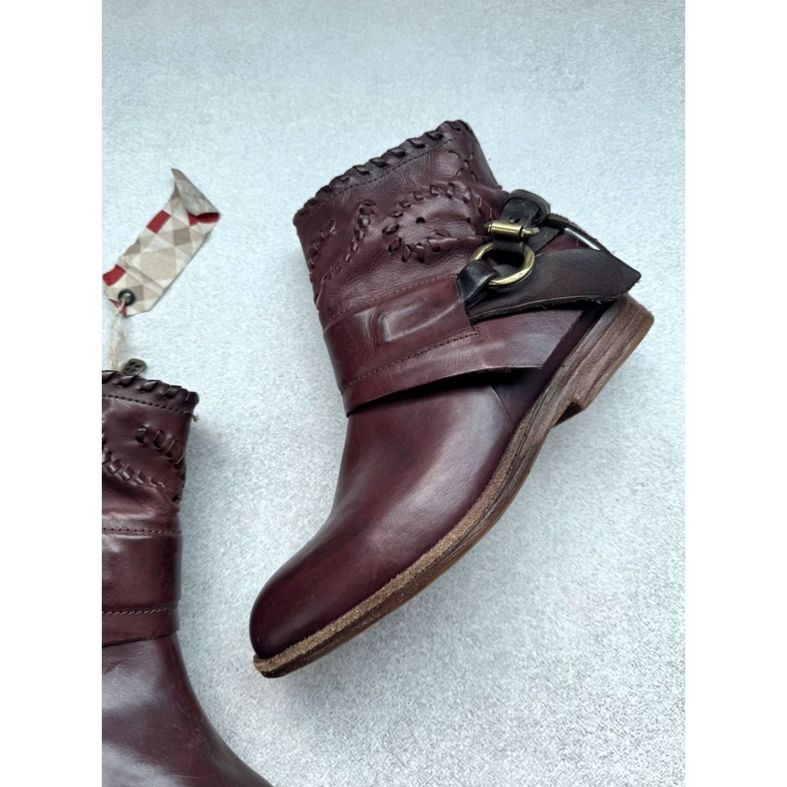 A.S.98 VINTAGE A.S 98 Airstep Ankle Leather Burgundy Boots Women US 6.5 37 Size Leather Burgundy 80s 90s Biker Bohemian A.S98 Shoes Size US 7 / IT 37 - 4 Thumbnail
